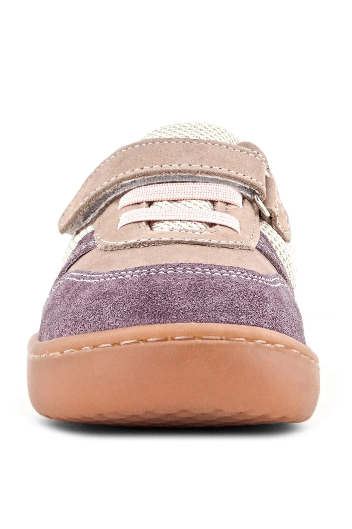 Bob Hakiki Deri Mor Pudra Barefoot Cırtlı Lastikli Bebek Sneaker Ayakkabı