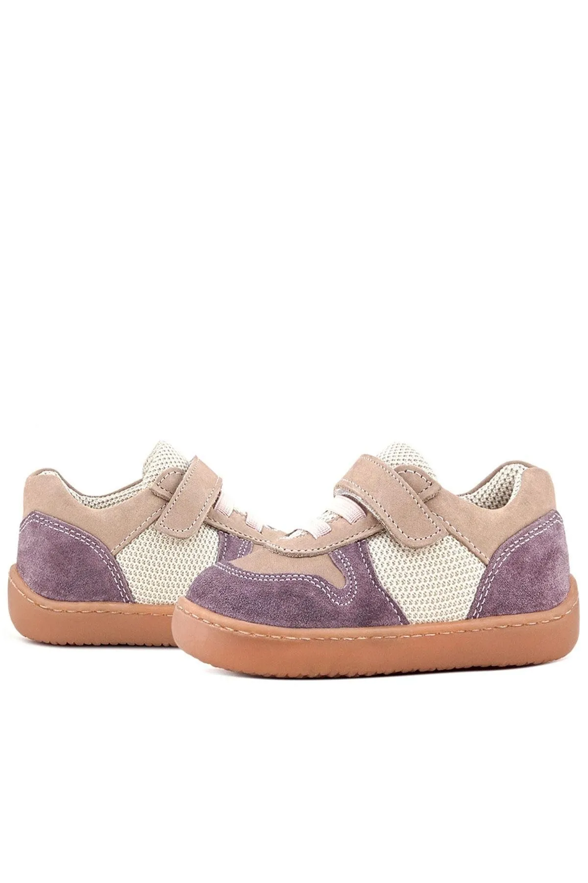Bob Hakiki Deri Mor Pudra Barefoot Cırtlı Lastikli Bebek Sneaker Ayakkabı