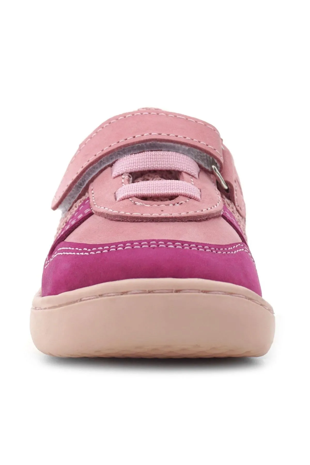 Bob Hakiki Deri Pembe Barefoot Cırtlı Lastikli Bebek Sneaker Ayakkabı