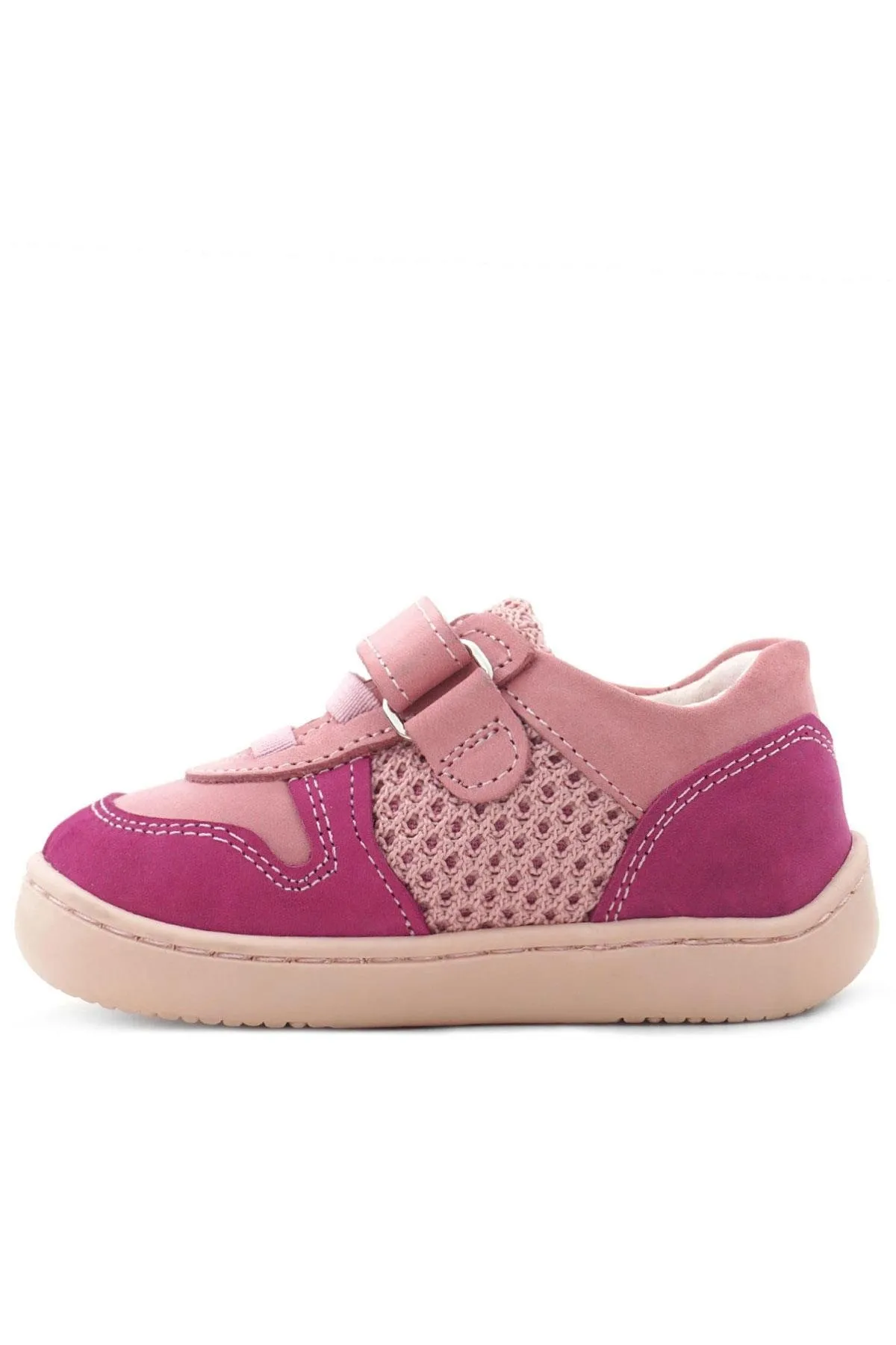 Bob Hakiki Deri Pembe Barefoot Cırtlı Lastikli Bebek Sneaker Ayakkabı
