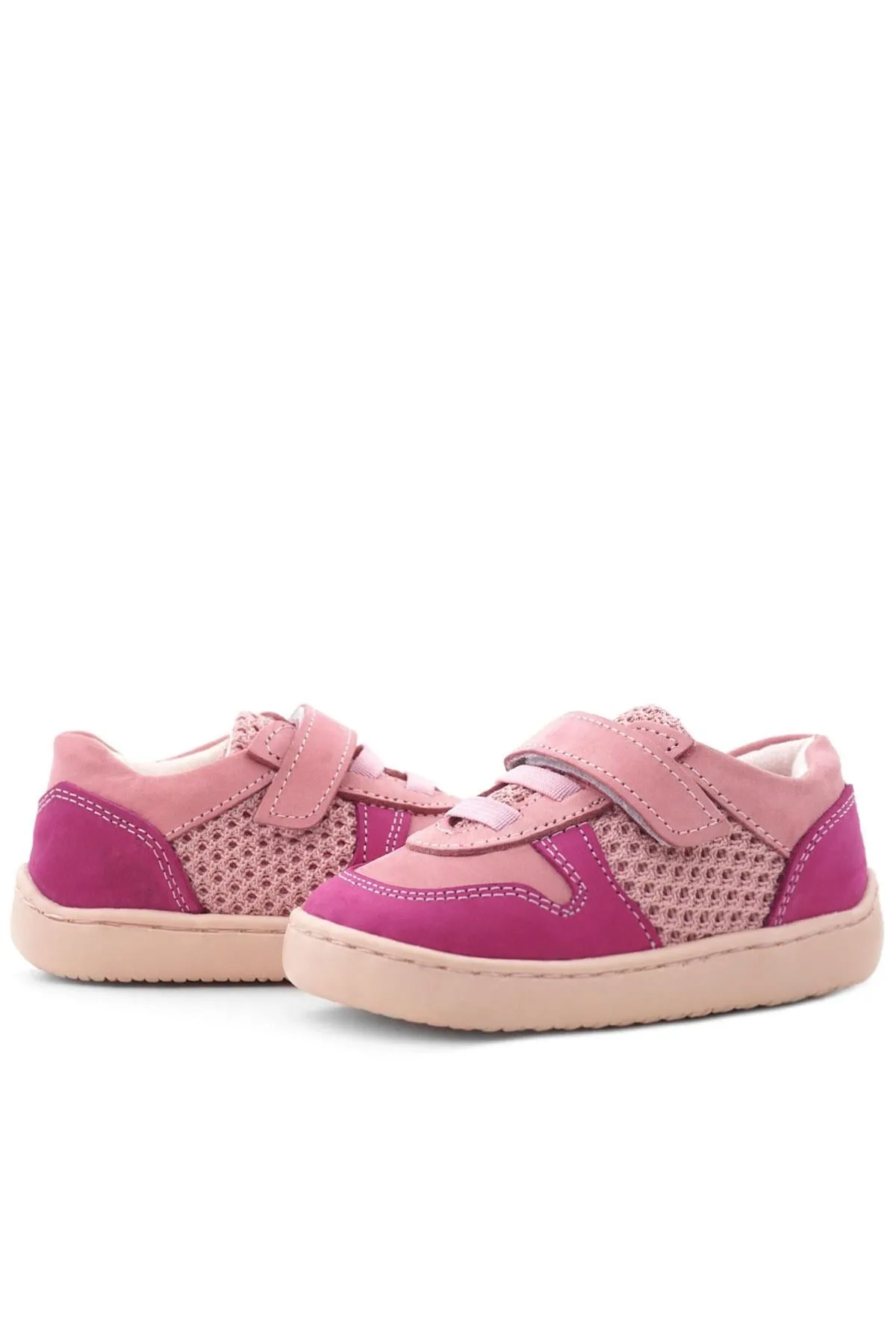 Bob Hakiki Deri Pembe Barefoot Cırtlı Lastikli Bebek Sneaker Ayakkabı