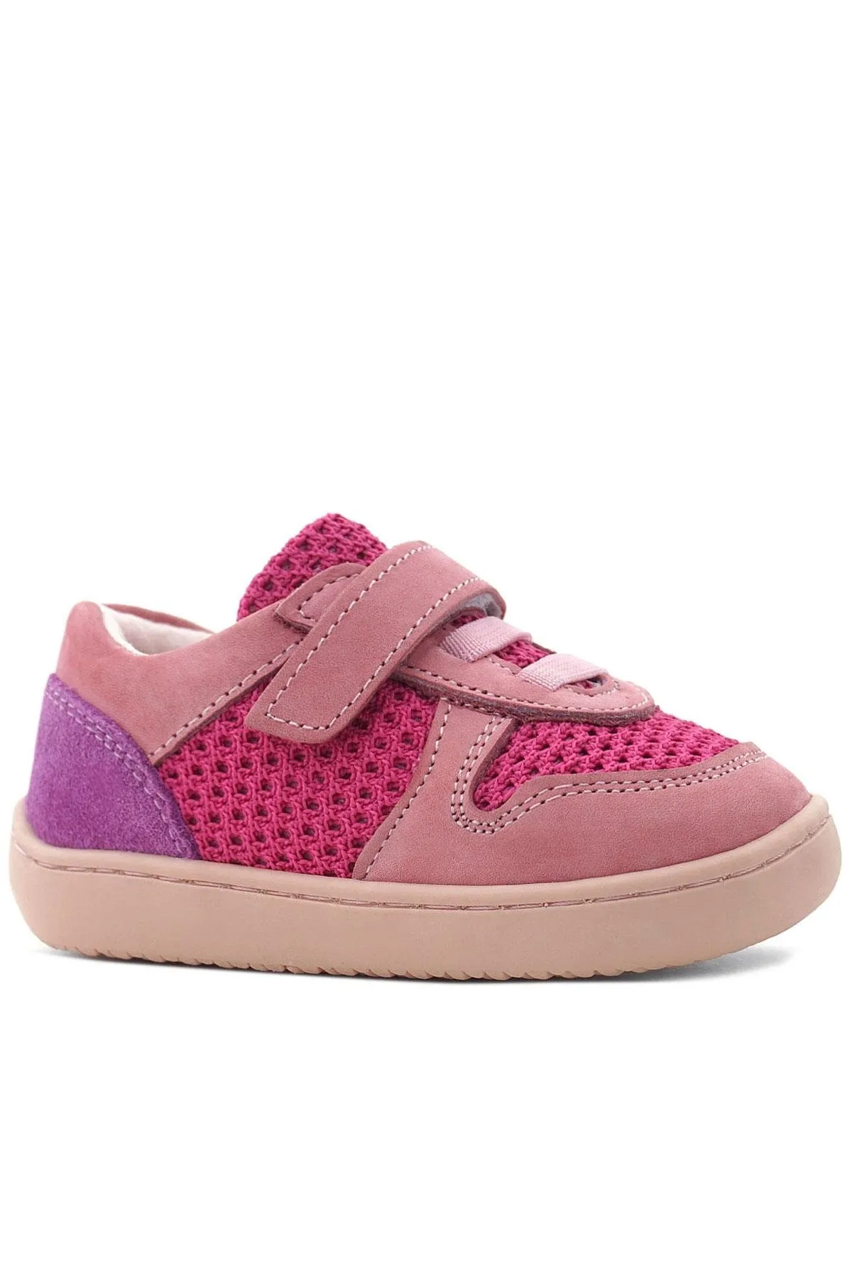 Bob Hakiki Deri Pembe Mor Barefoot Cırtlı Lastikli Bebek Sneaker Ayakkabı