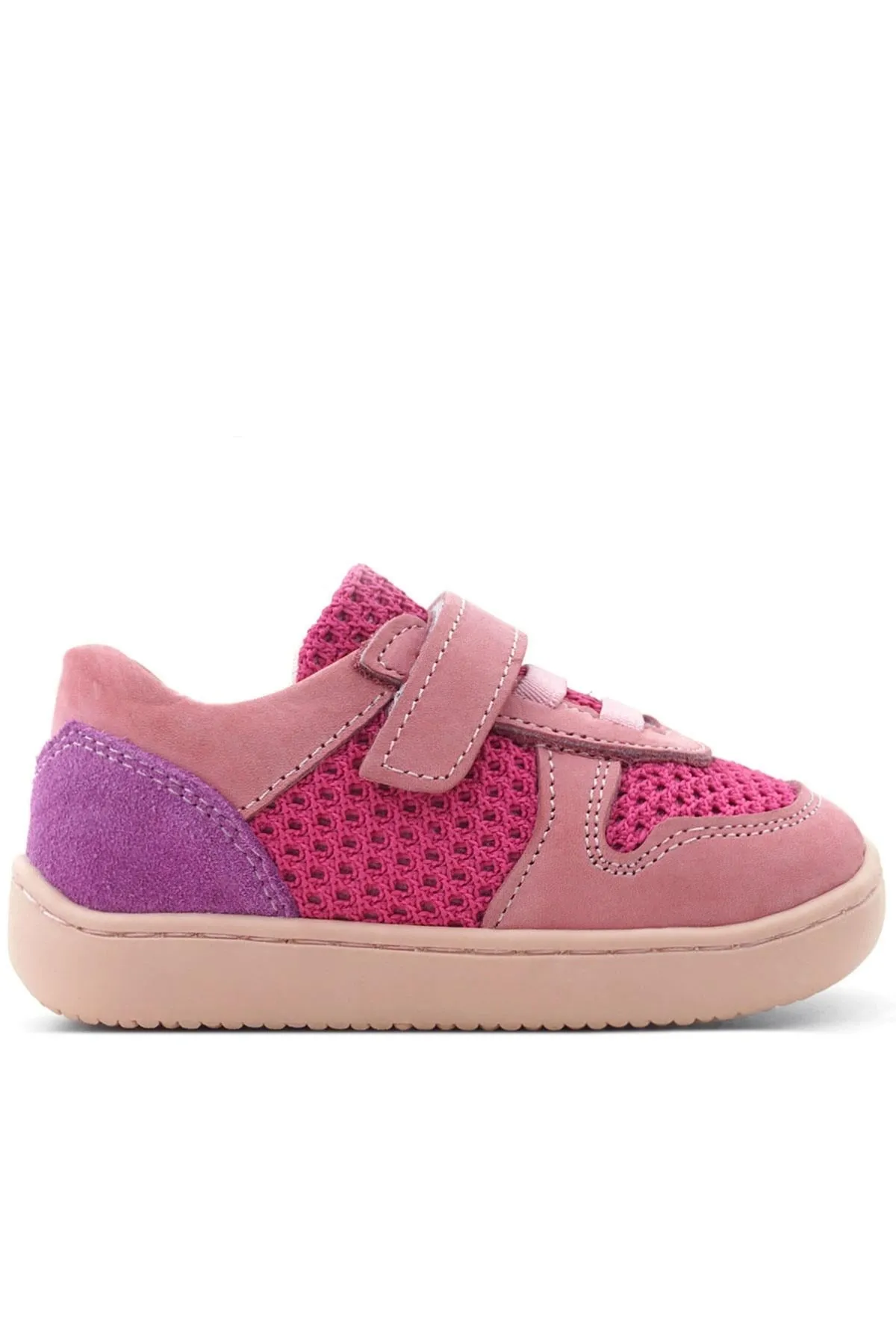 Bob Hakiki Deri Pembe Mor Barefoot Cırtlı Lastikli Bebek Sneaker Ayakkabı