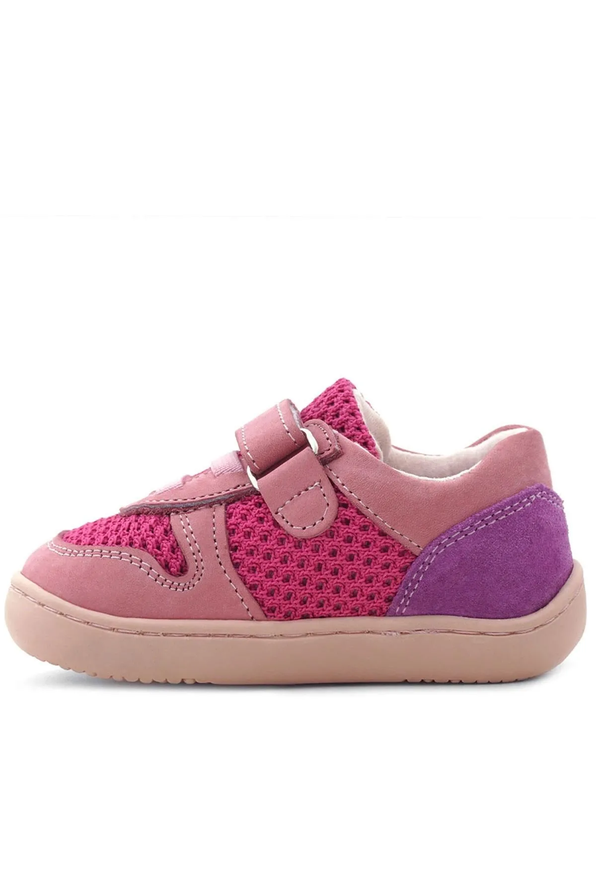 Bob Hakiki Deri Pembe Mor Barefoot Cırtlı Lastikli Bebek Sneaker Ayakkabı
