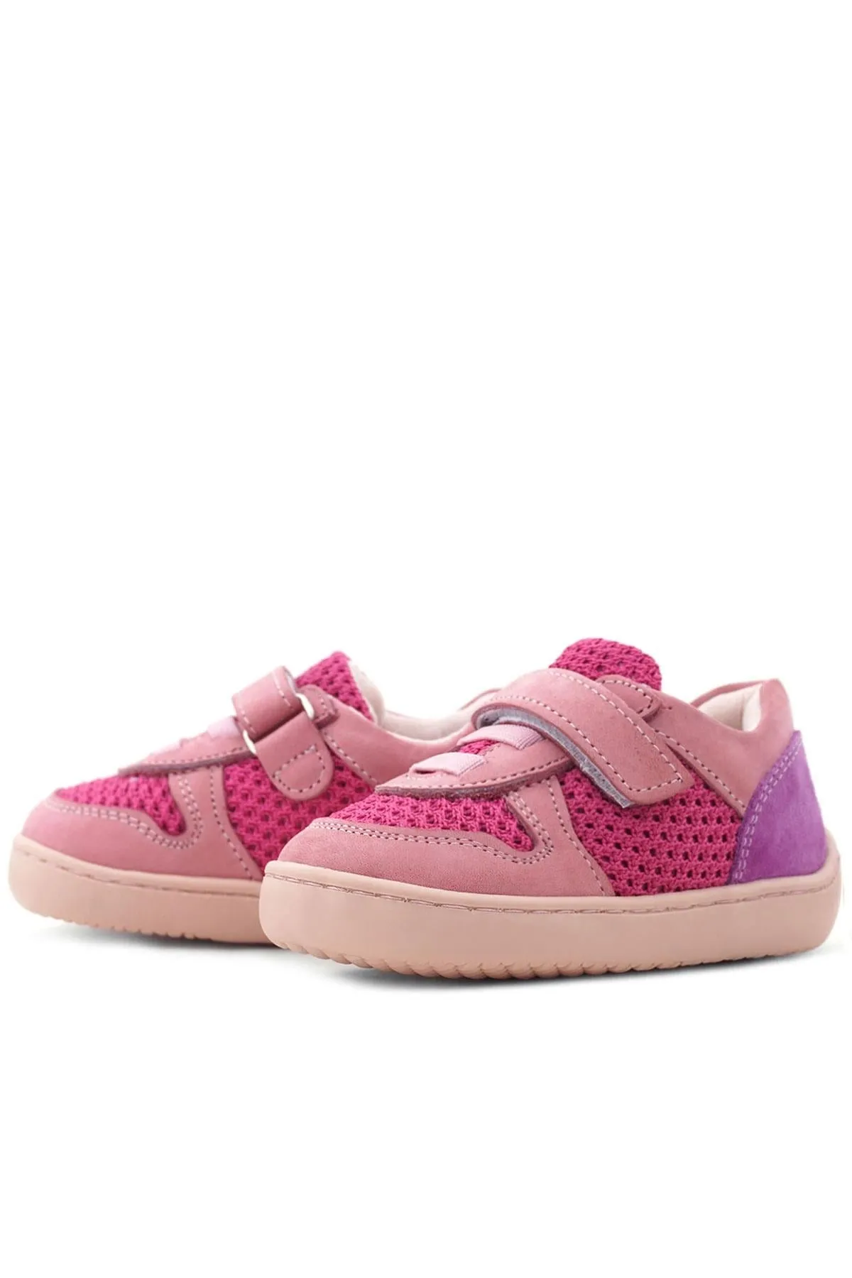 Bob Hakiki Deri Pembe Mor Barefoot Cırtlı Lastikli Bebek Sneaker Ayakkabı