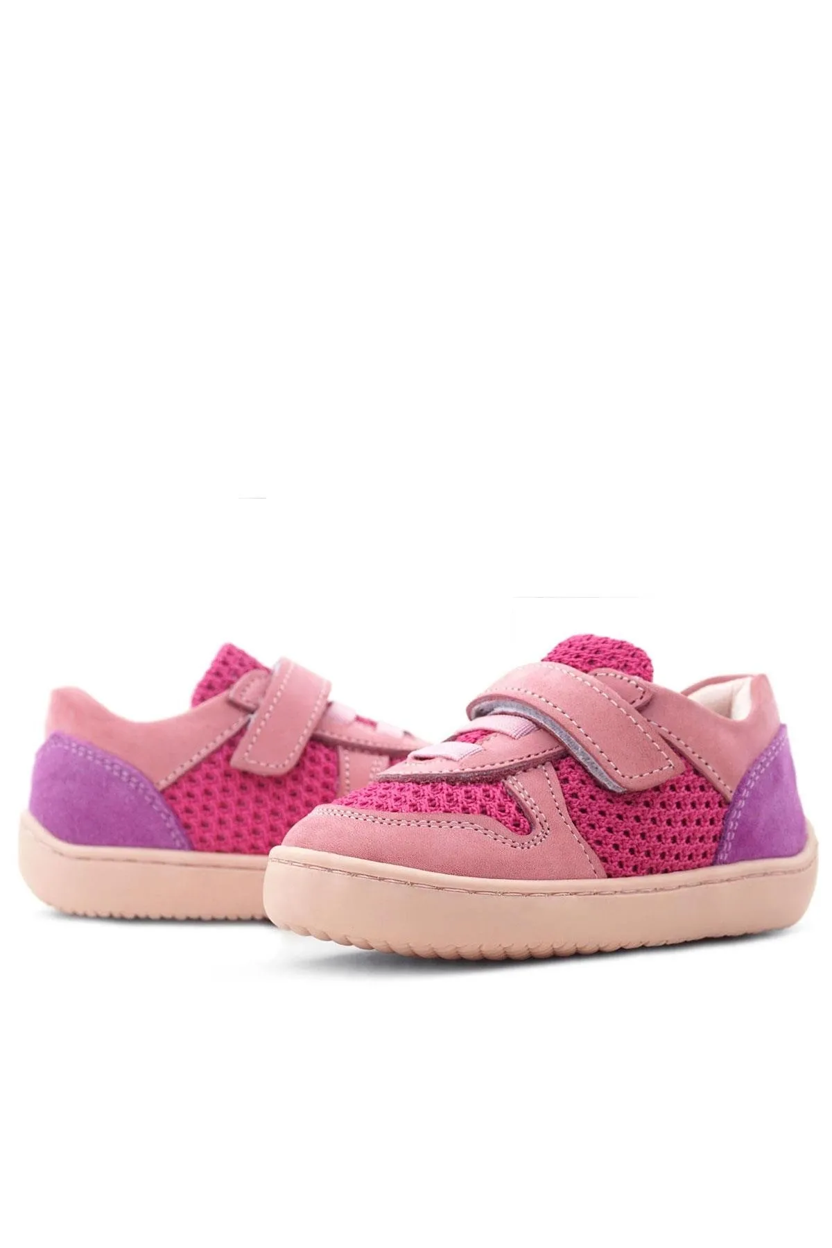 Bob Hakiki Deri Pembe Mor Barefoot Cırtlı Lastikli Bebek Sneaker Ayakkabı