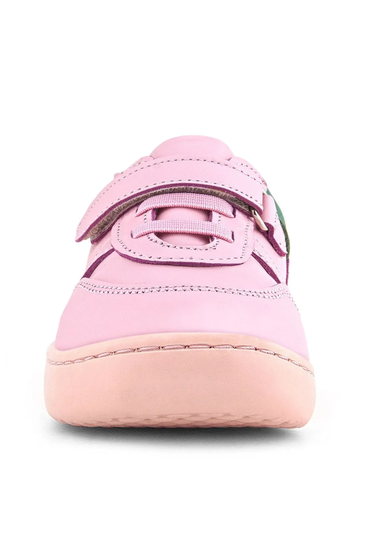 Bob Hakiki Deri Pembe Yeşil Barefoot Cırtlı Lastikli Bebek Sneaker Ayakkabı