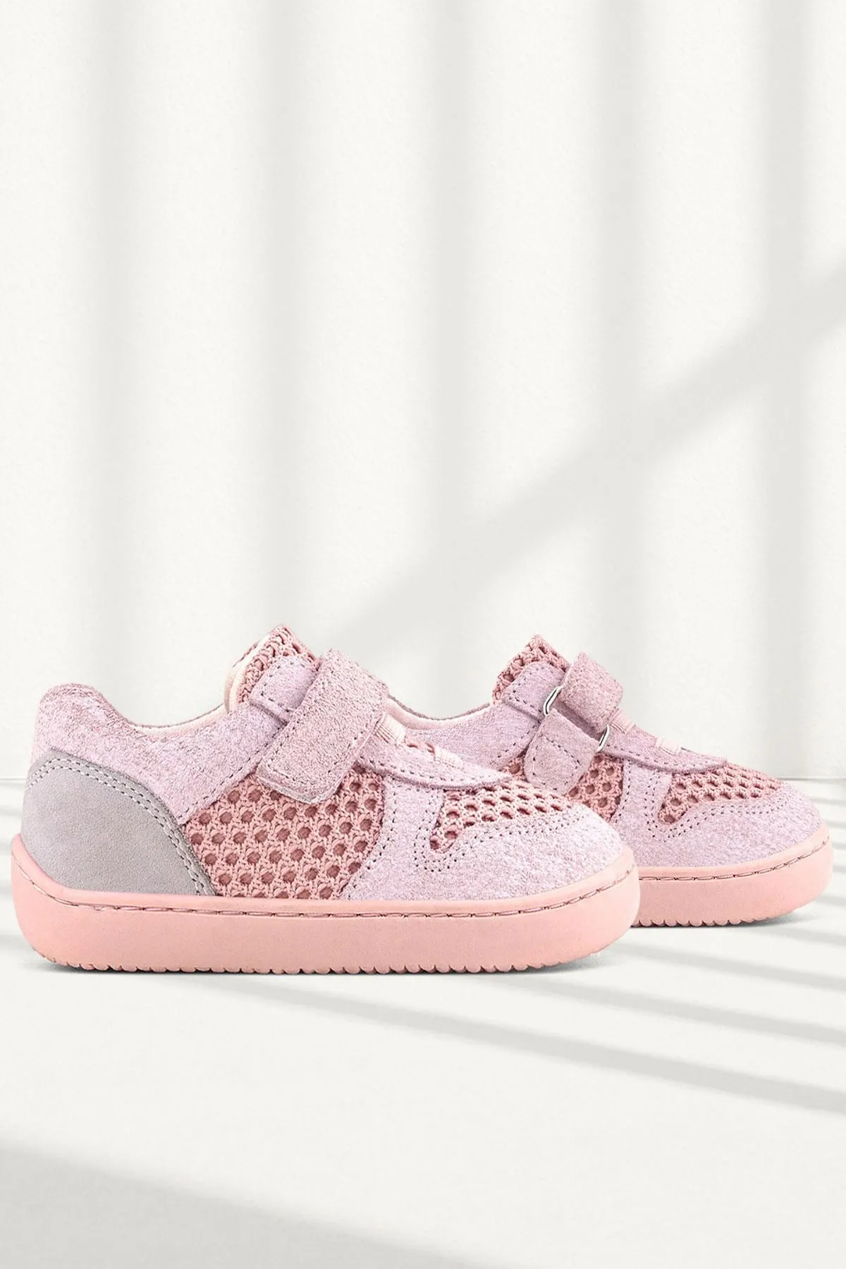 Bob Hakiki Deri Pudra Gri Barefoot Cırtlı Lastikli Bebek Sneaker Ayakkabı