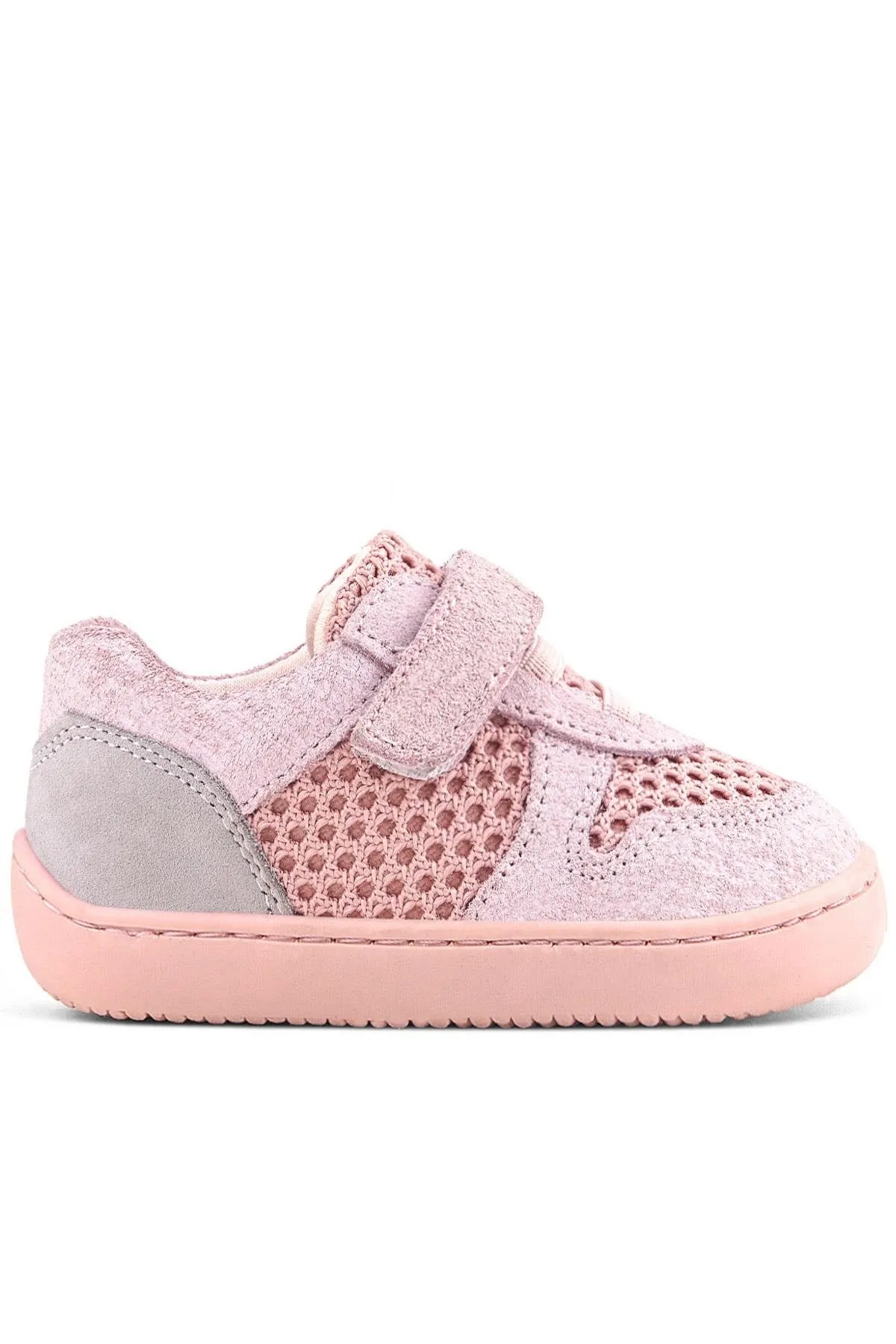 Bob Hakiki Deri Pudra Gri Barefoot Cırtlı Lastikli Bebek Sneaker Ayakkabı