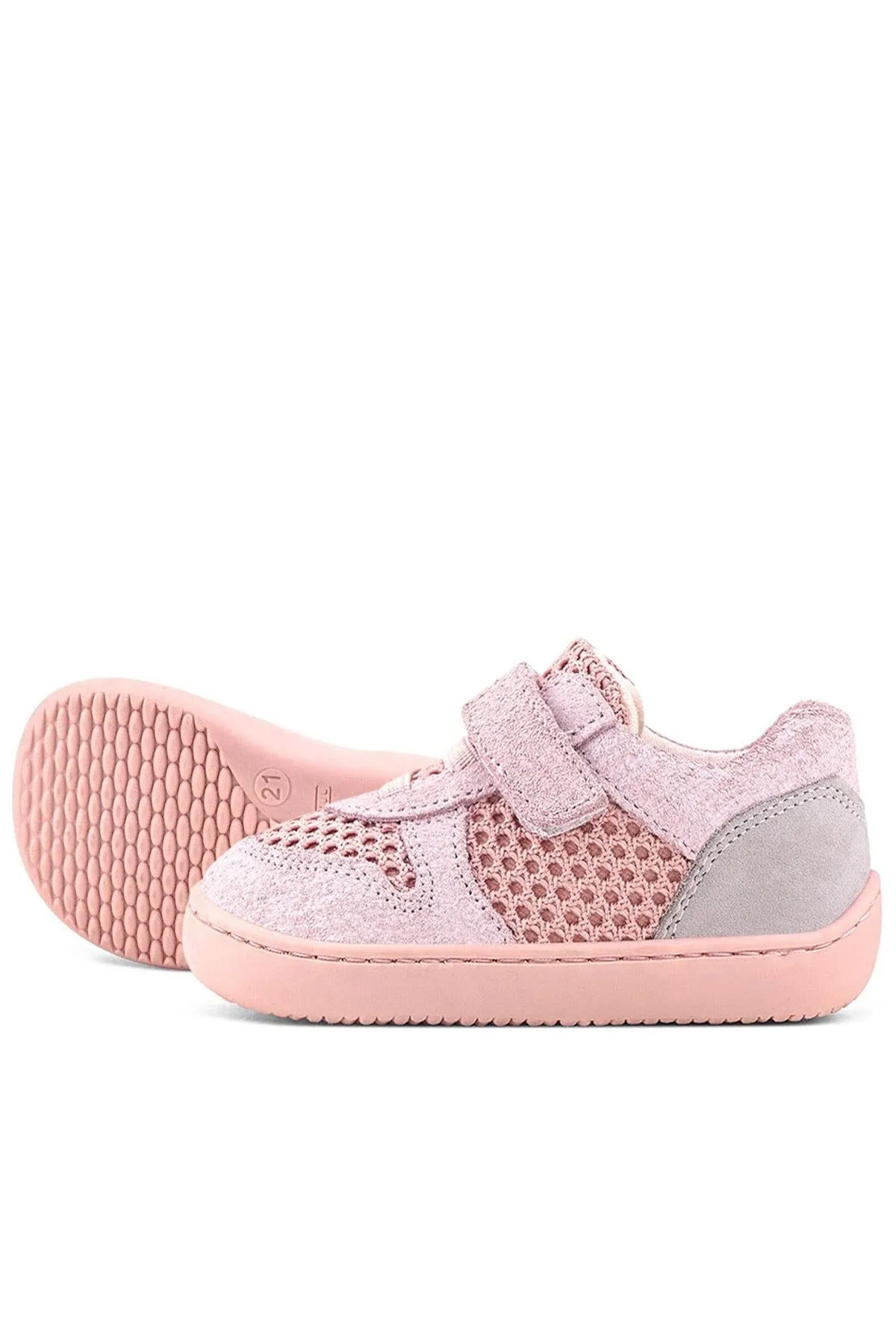 Bob Hakiki Deri Pudra Gri Barefoot Cırtlı Lastikli Bebek Sneaker Ayakkabı