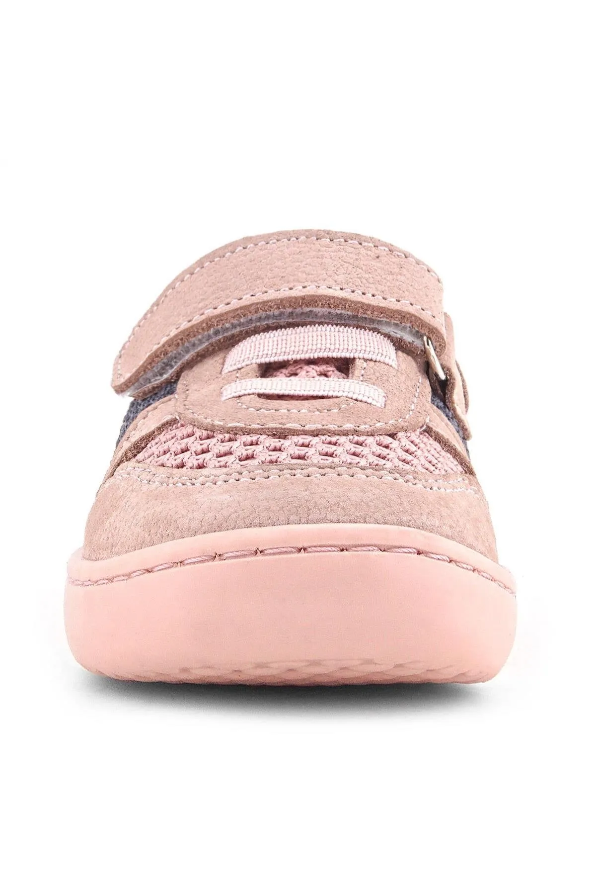 Bob Hakiki Deri Pudra Gri Mor Barefoot Cırtlı Lastikli Bebek Sneaker Ayakkabı