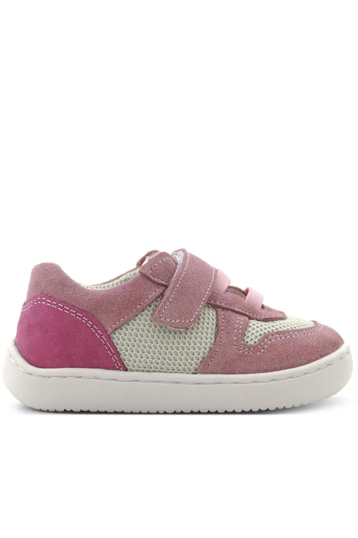 Bob Hakiki Deri Pudra Pembe Barefoot Cırtlı Lastikli Bebek Sneaker Ayakkabı