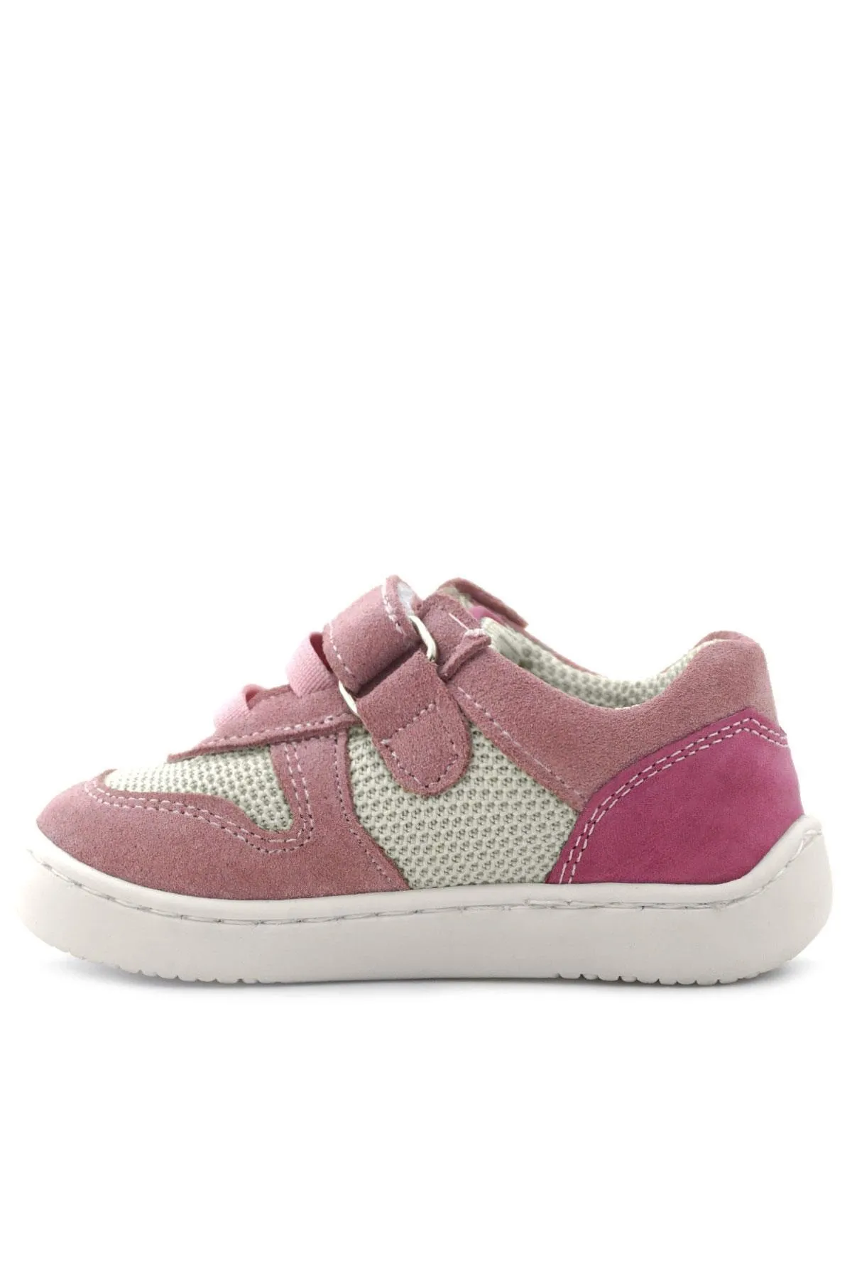 Bob Hakiki Deri Pudra Pembe Barefoot Cırtlı Lastikli Bebek Sneaker Ayakkabı