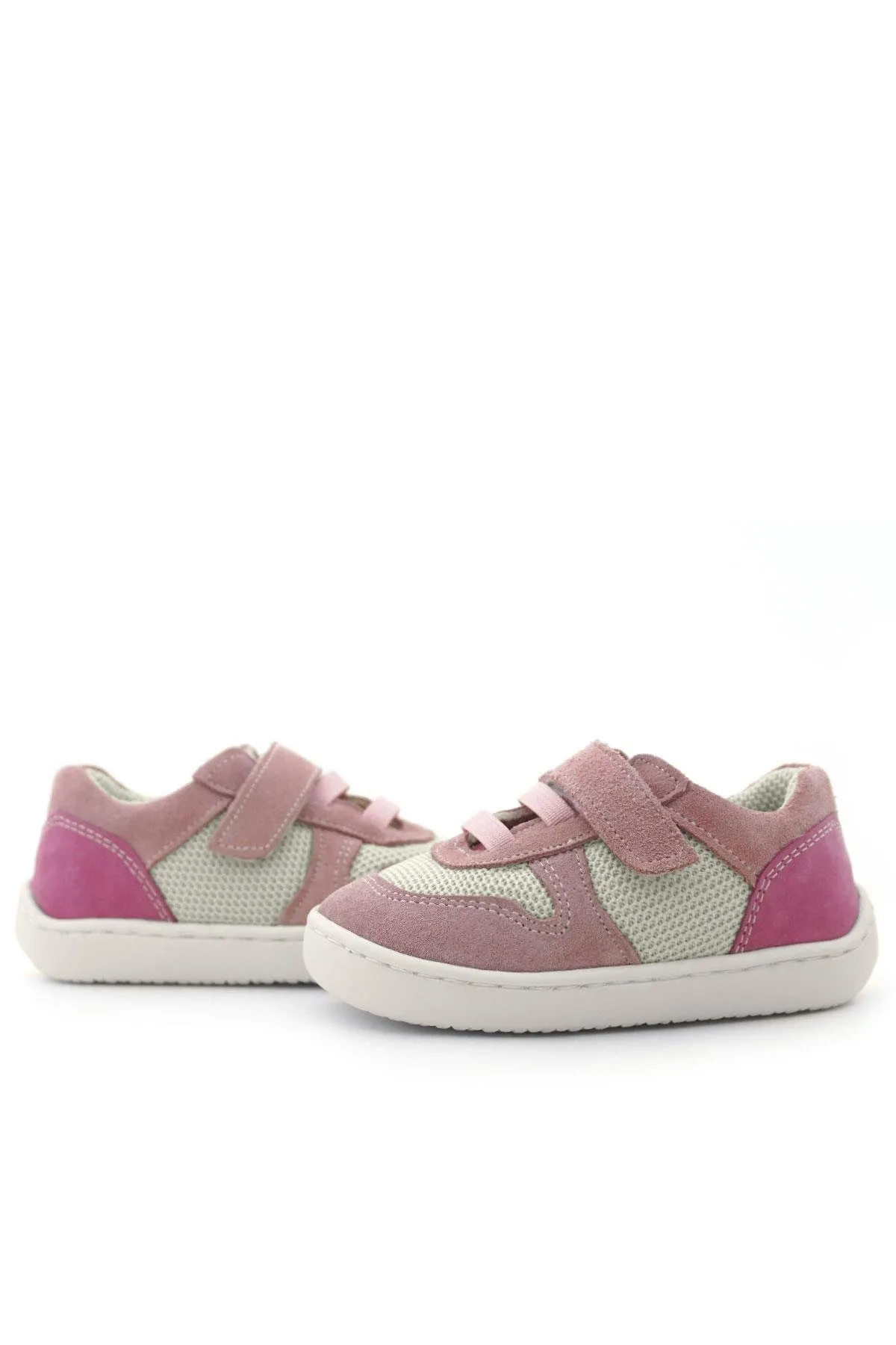 Bob Hakiki Deri Pudra Pembe Barefoot Cırtlı Lastikli Bebek Sneaker Ayakkabı