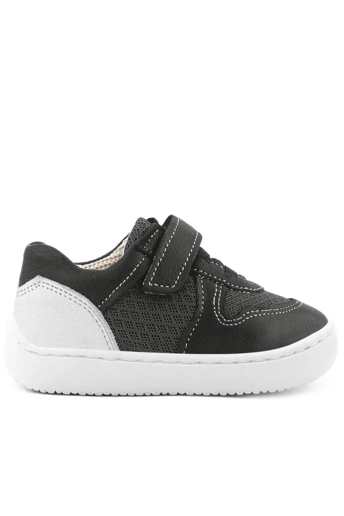 Bob Hakiki Deri Siyah Barefoot Cırtlı Lastikli Bebek Sneaker Ayakkabı