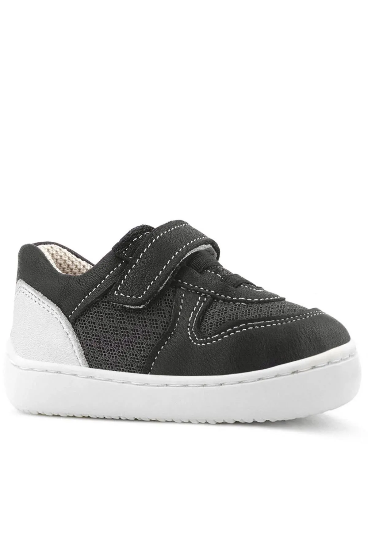 Bob Hakiki Deri Siyah Barefoot Cırtlı Lastikli Bebek Sneaker Ayakkabı