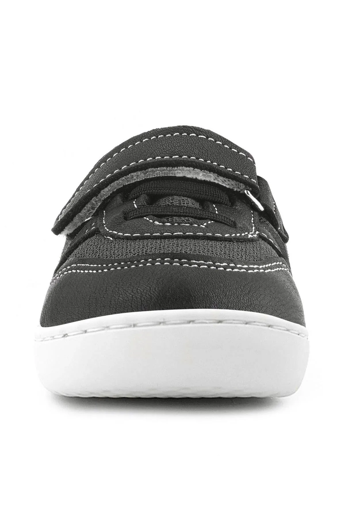 Bob Hakiki Deri Siyah Barefoot Cırtlı Lastikli Bebek Sneaker Ayakkabı