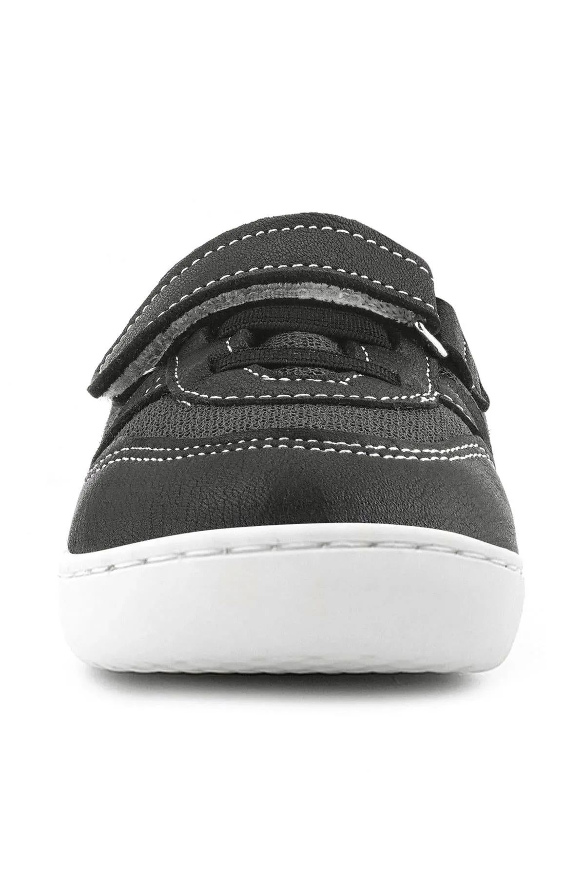 Bob Hakiki Deri Siyah Barefoot Cırtlı Lastikli Bebek Sneaker Ayakkabı