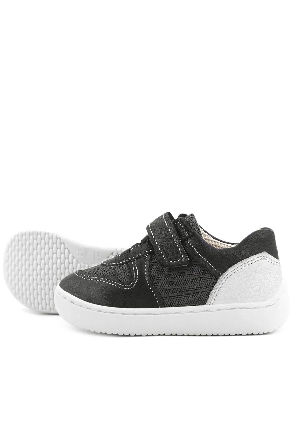 Bob Hakiki Deri Siyah Barefoot Cırtlı Lastikli Bebek Sneaker Ayakkabı