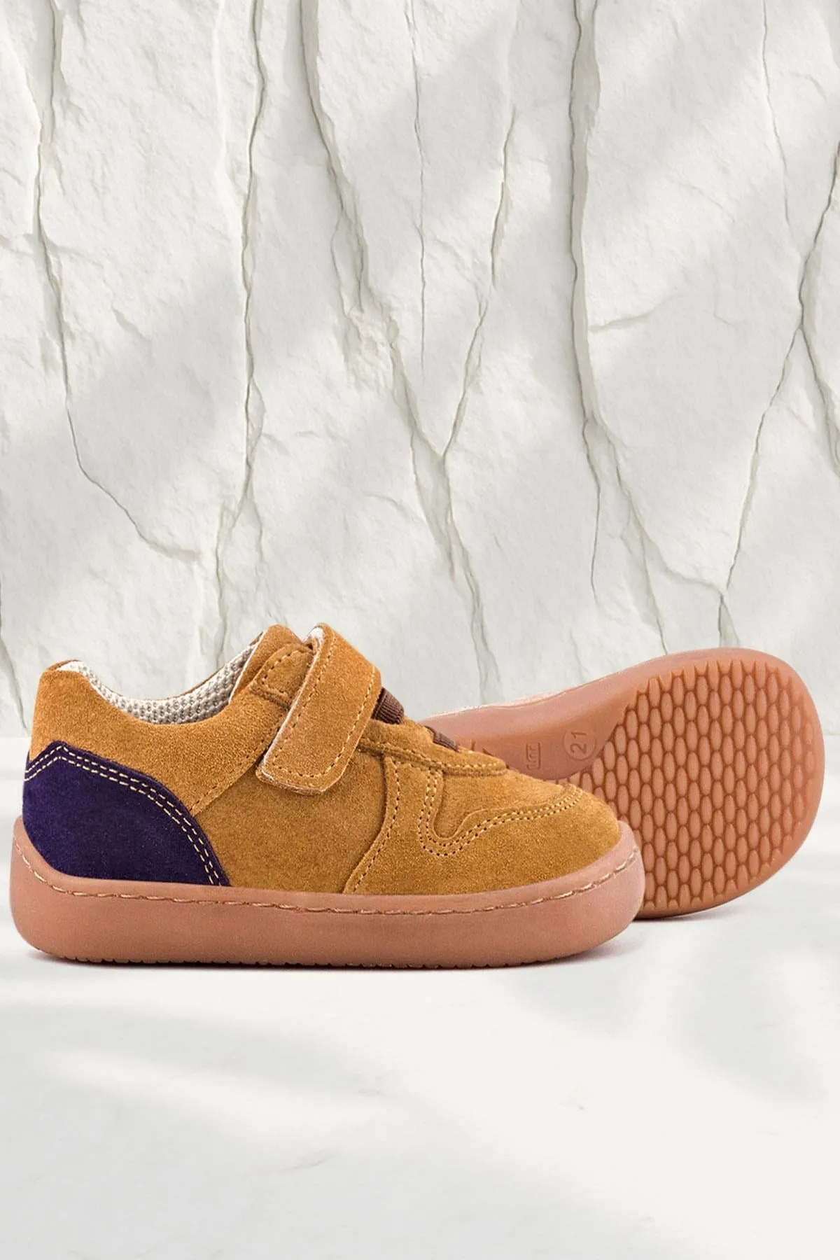 Bob Hakiki Deri Taba Barefoot Cırtlı Lastikli Bebek Sneaker Ayakkabı