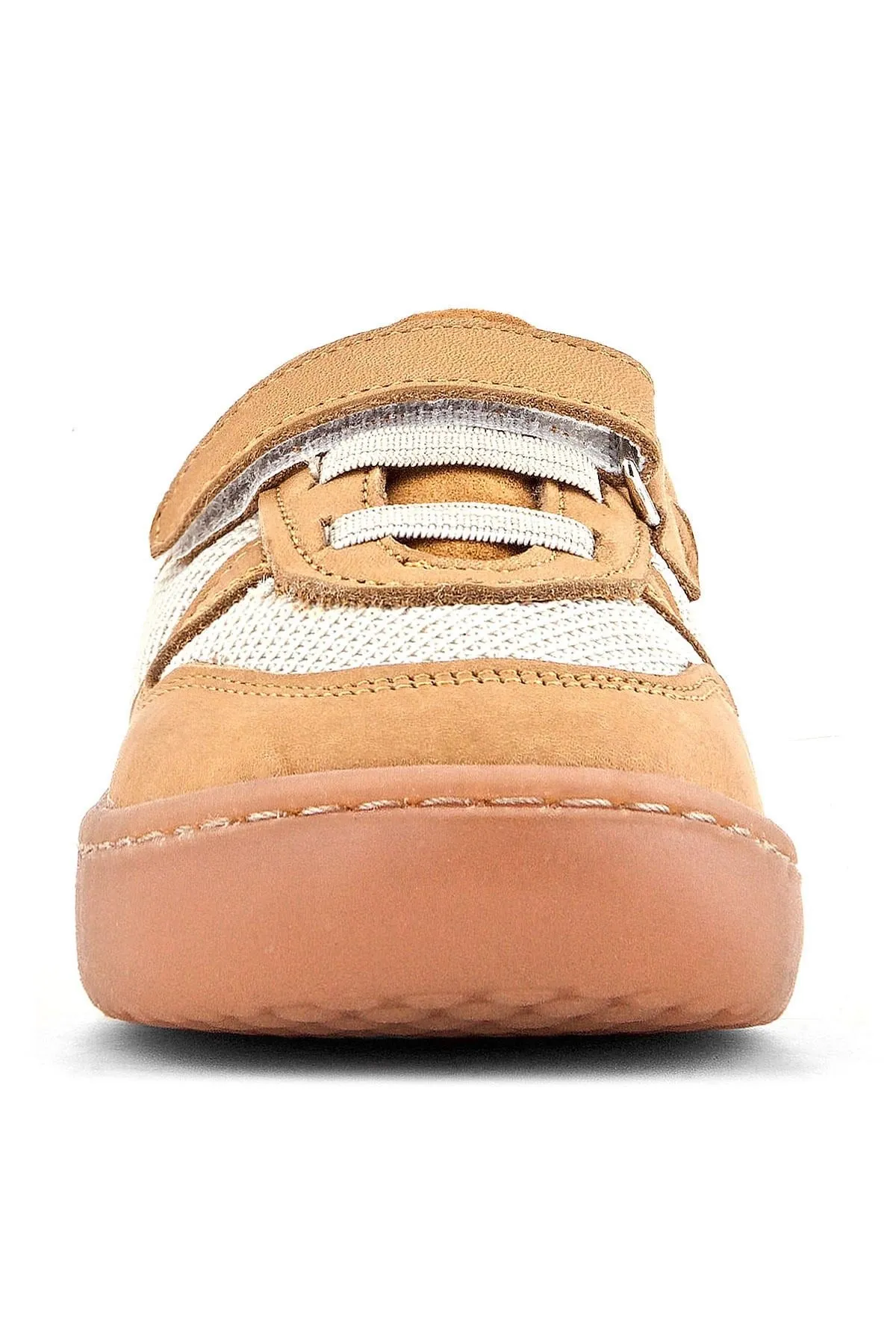 Bob Hakiki Deri Taba Krem Barefoot Cırtlı Lastikli Bebek Sneaker Ayakkabı