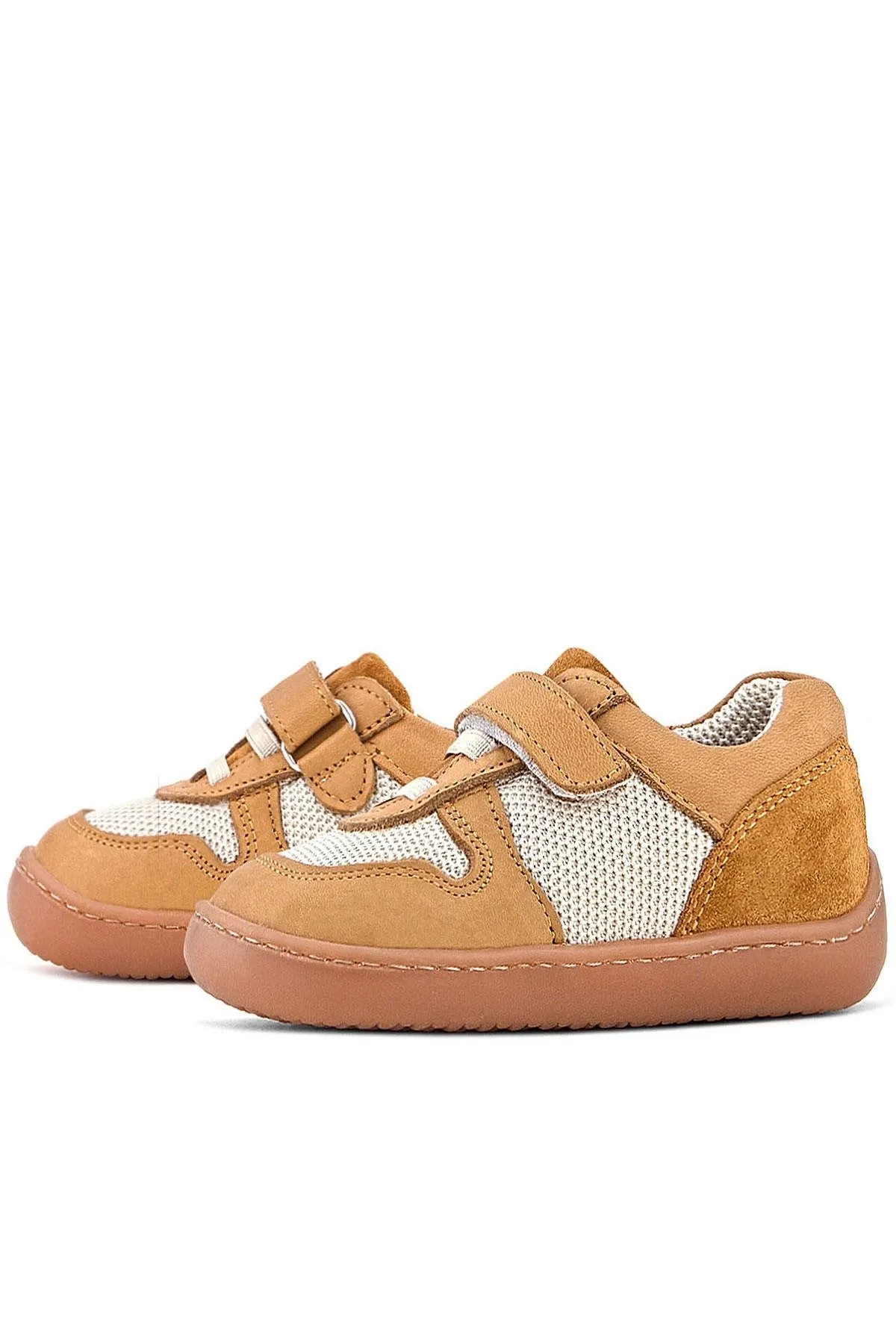 Bob Hakiki Deri Taba Krem Barefoot Cırtlı Lastikli Bebek Sneaker Ayakkabı