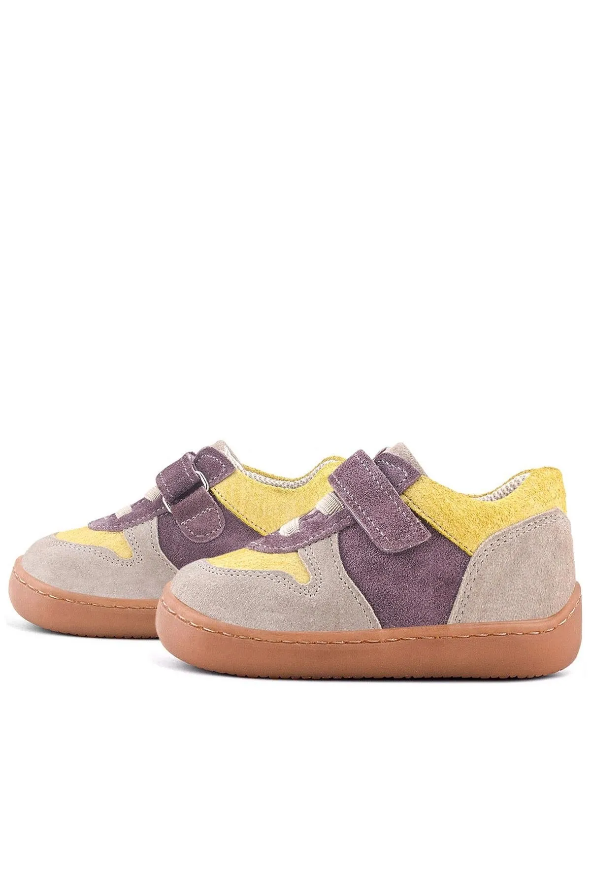 Bob Hakiki Deri Vizon Sarı Barefoot Cırtlı Lastikli Bebek Sneaker Ayakkabı