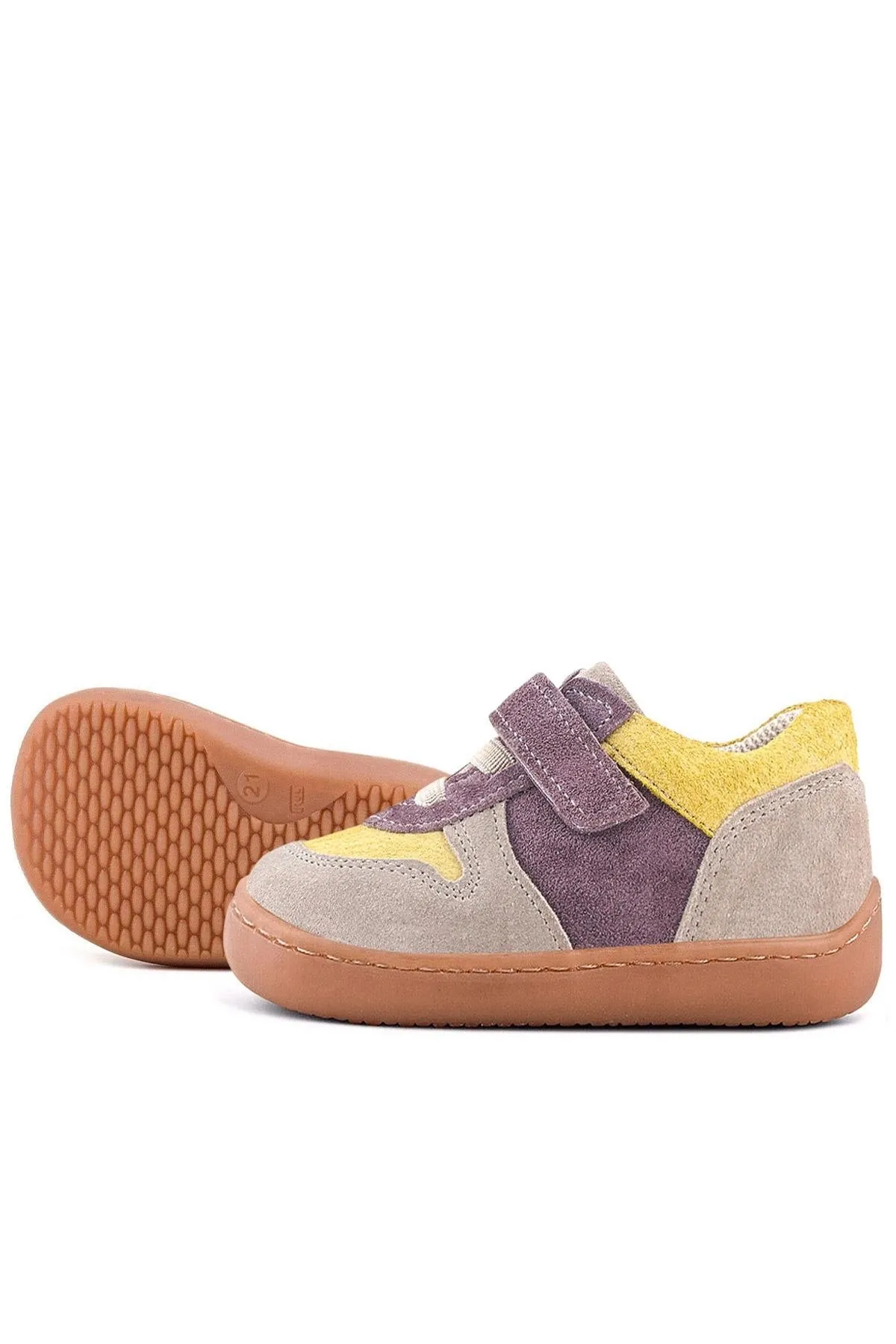 Bob Hakiki Deri Vizon Sarı Barefoot Cırtlı Lastikli Bebek Sneaker Ayakkabı