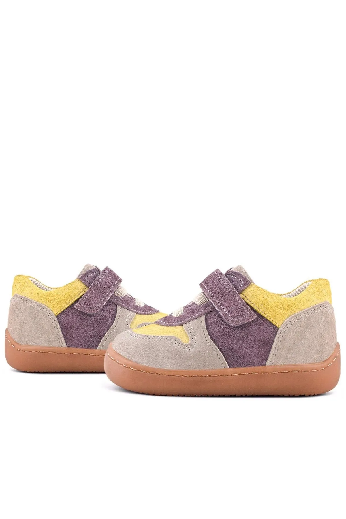 Bob Hakiki Deri Vizon Sarı Barefoot Cırtlı Lastikli Bebek Sneaker Ayakkabı