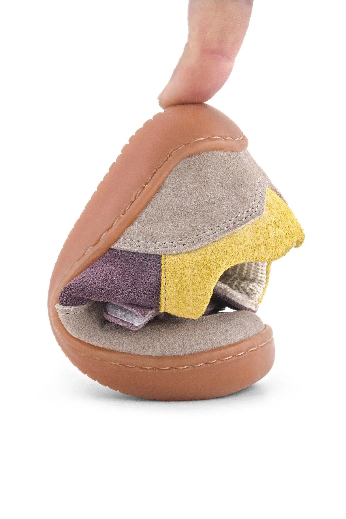 Bob Hakiki Deri Vizon Sarı Barefoot Cırtlı Lastikli Bebek Sneaker Ayakkabı