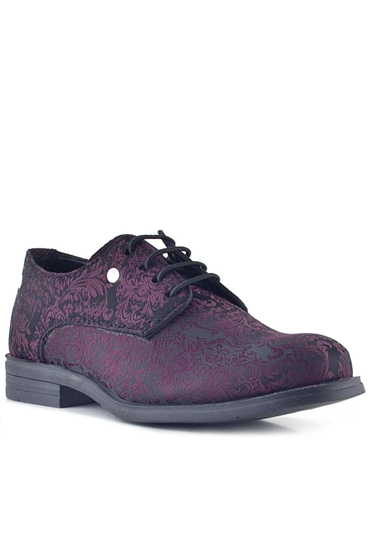 Bordo Bağcıklı Metal Detaylı Çocuk Klasik Takım Elbise Ayakkabı