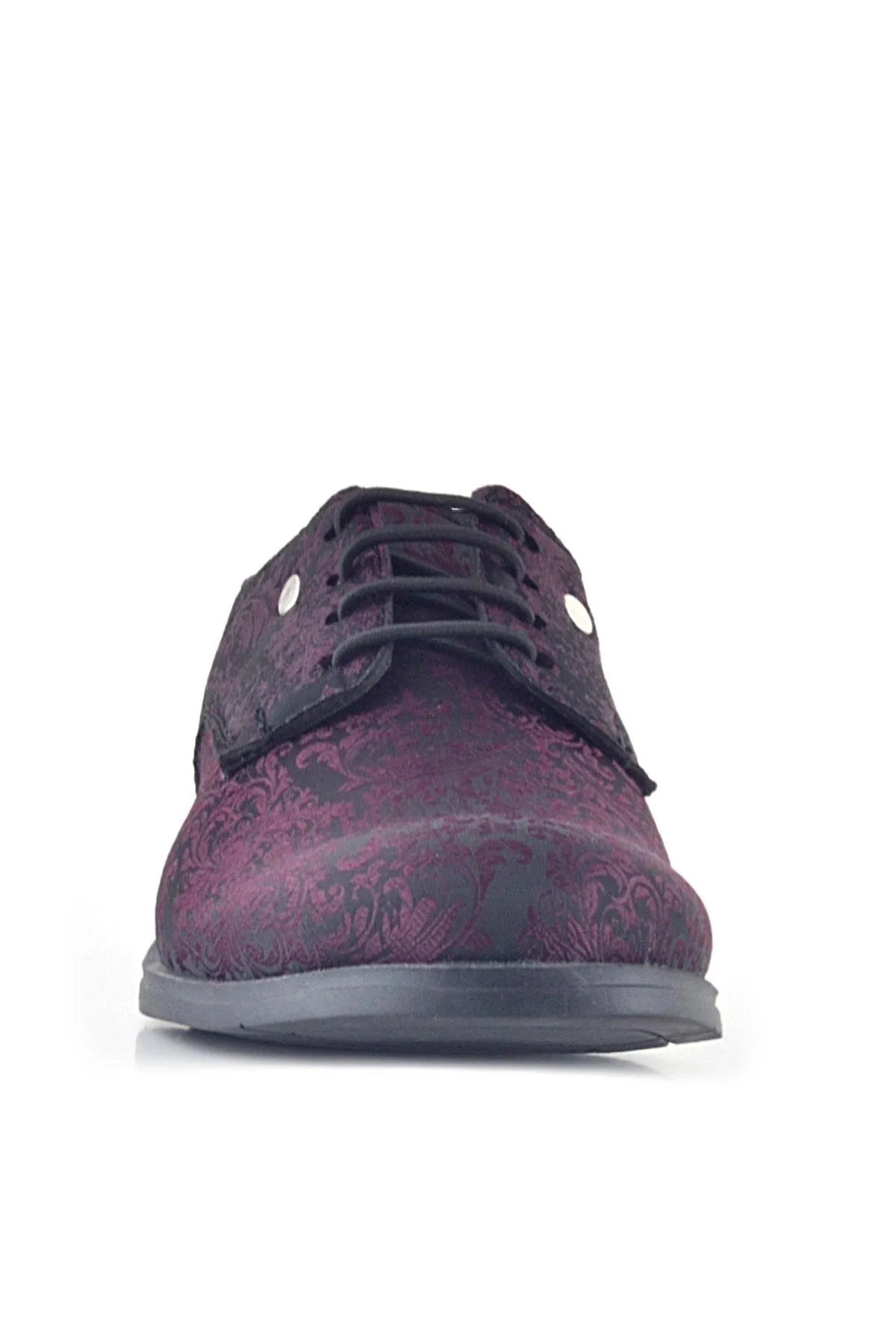 Bordo Bağcıklı Metal Detaylı Çocuk Klasik Takım Elbise Ayakkabı