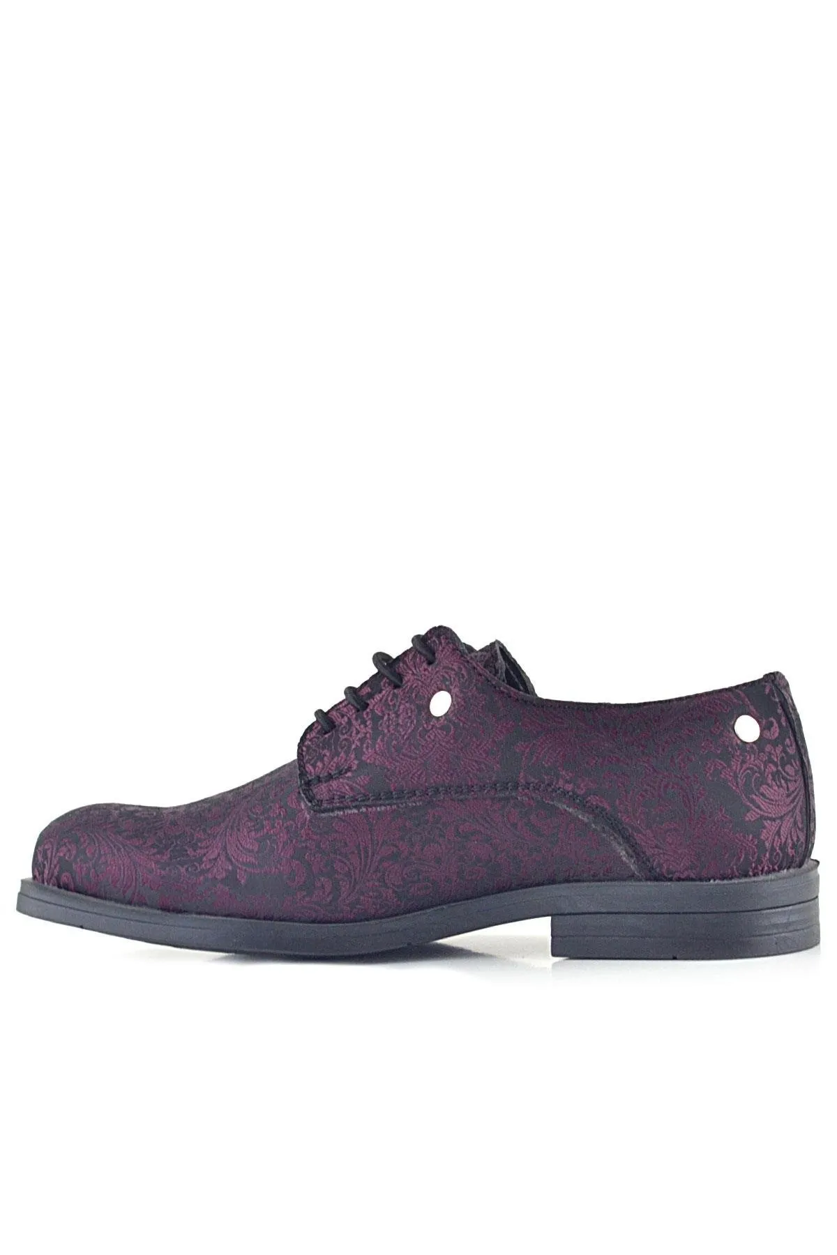 Bordo Bağcıklı Metal Detaylı Çocuk Klasik Takım Elbise Ayakkabı