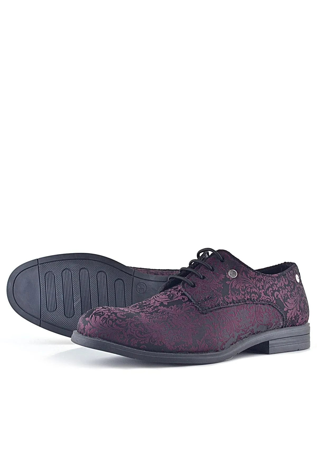 Bordo Bağcıklı Metal Detaylı Çocuk Klasik Takım Elbise Ayakkabı