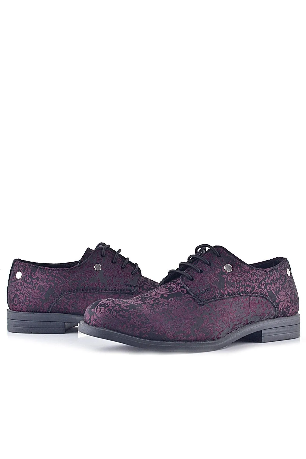 Bordo Bağcıklı Metal Detaylı Çocuk Klasik Takım Elbise Ayakkabı