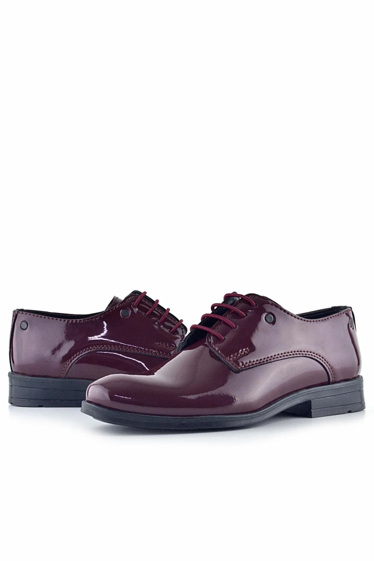 Bordo Rugan Bağcıklı Metal Detaylı Oxford Çocuk Klasik Ayakkabısı
