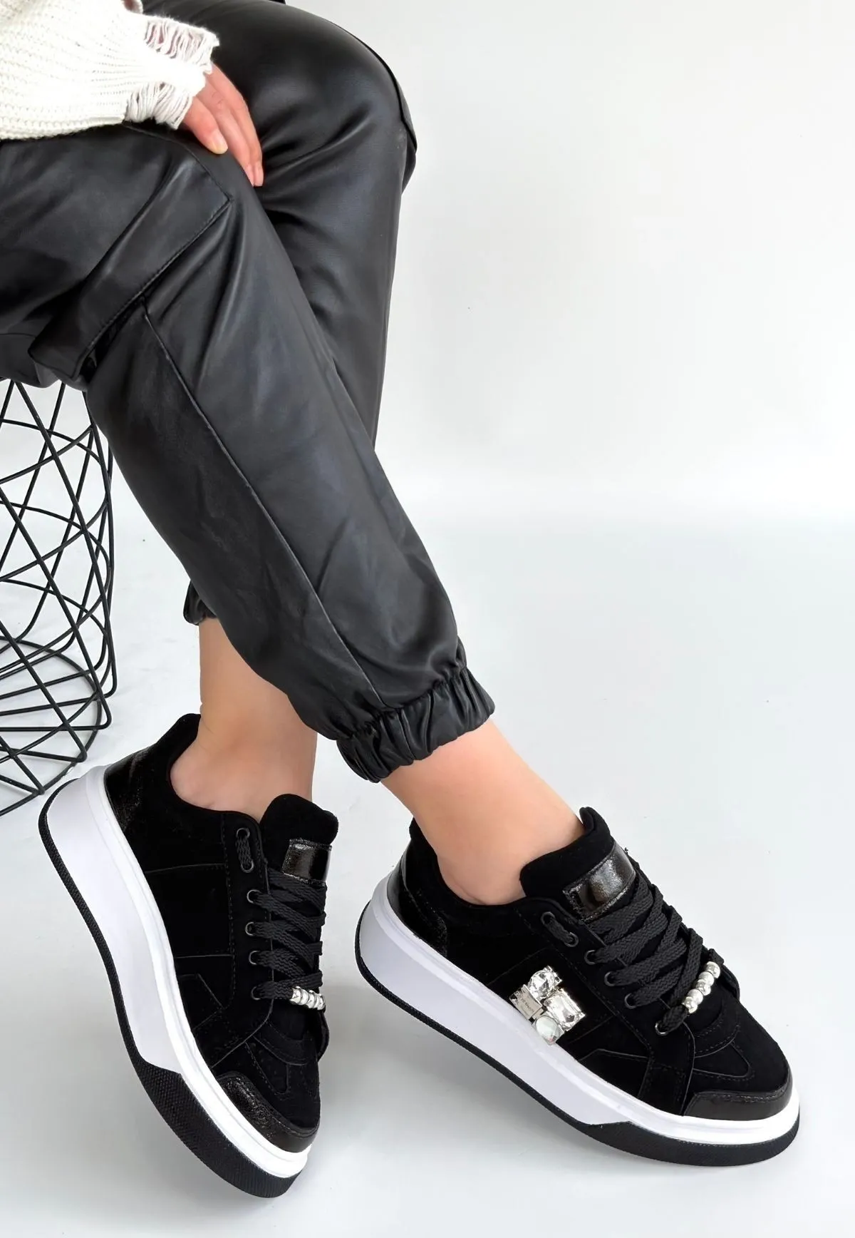 Ceans Siyah Süet Bağcıklı Spor Ayakkabı