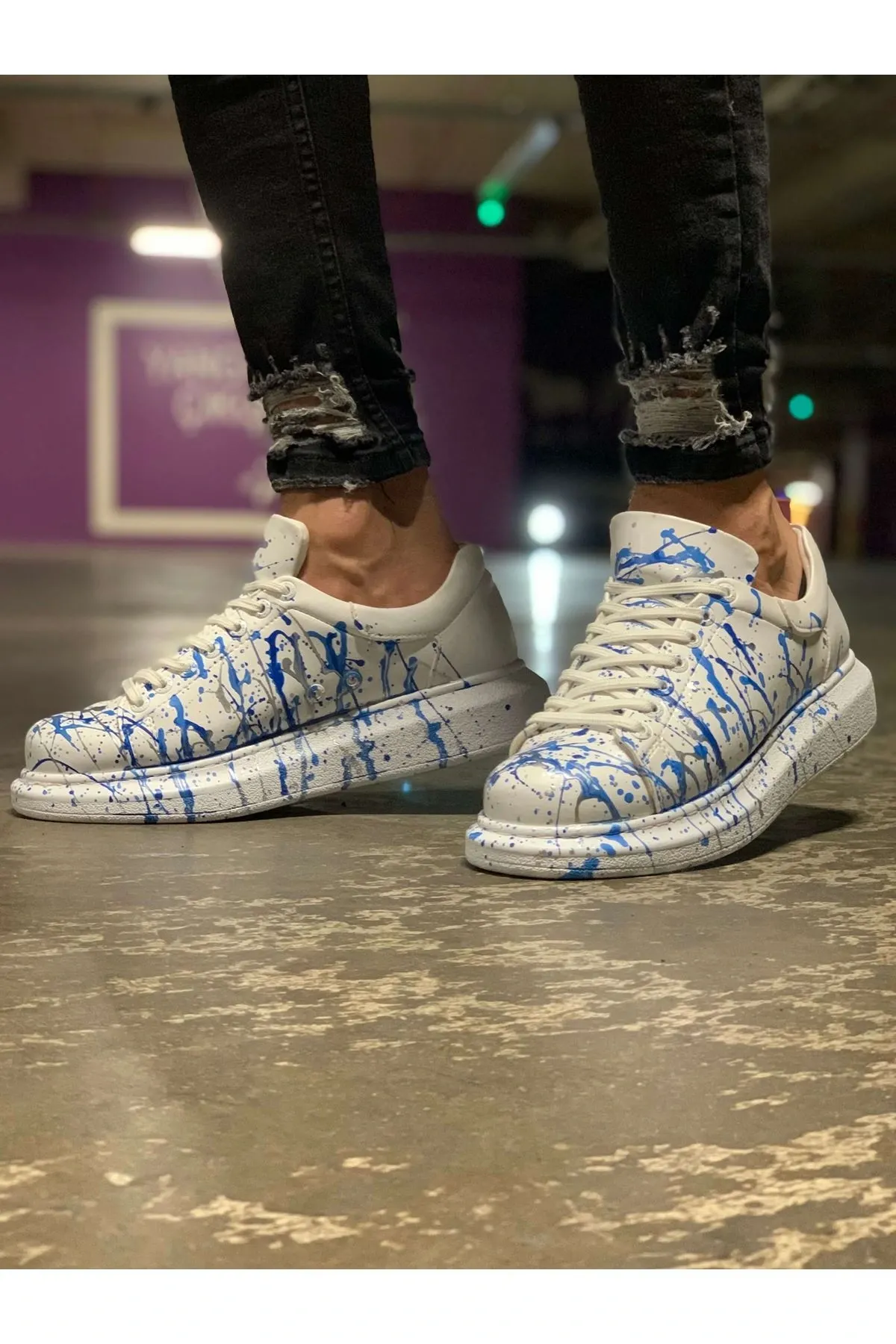 Ch254 - Cbt Pittura Erkek Ayakkabı 416 Mavı Püskürtme