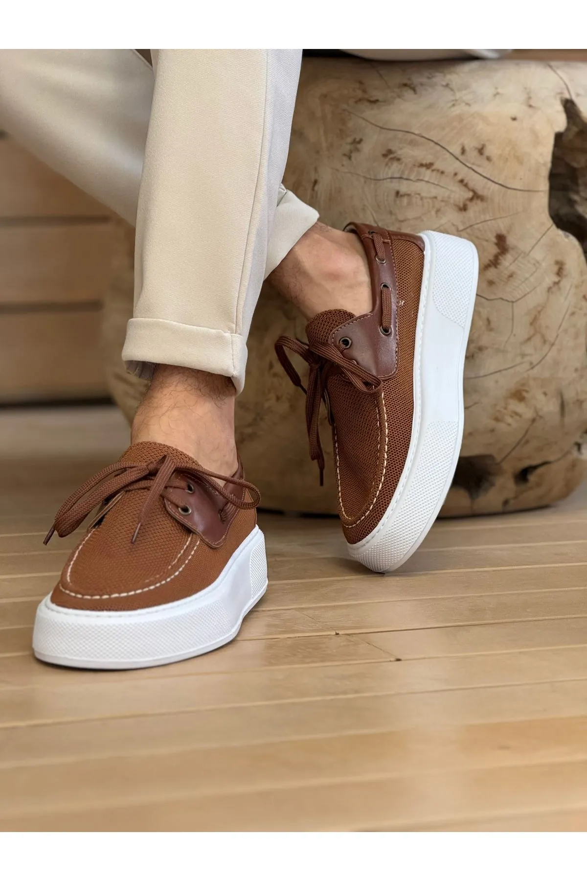 Ch2602 - Triko Erkek Ayakkabı Kahve