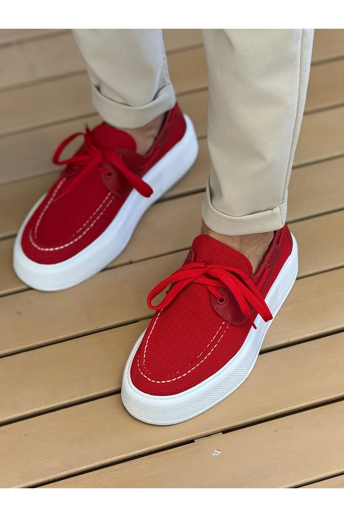 Ch2602 - Triko Erkek Ayakkabı Kırmızı