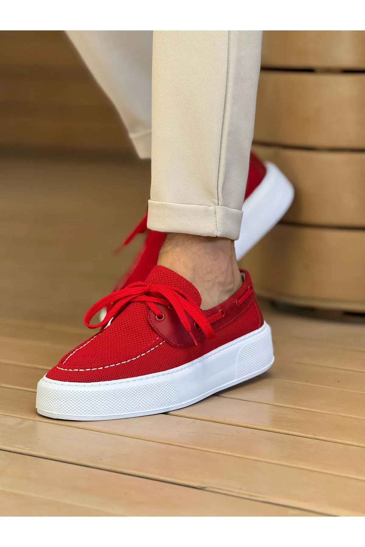 Ch2602 - Triko Erkek Ayakkabı Kırmızı