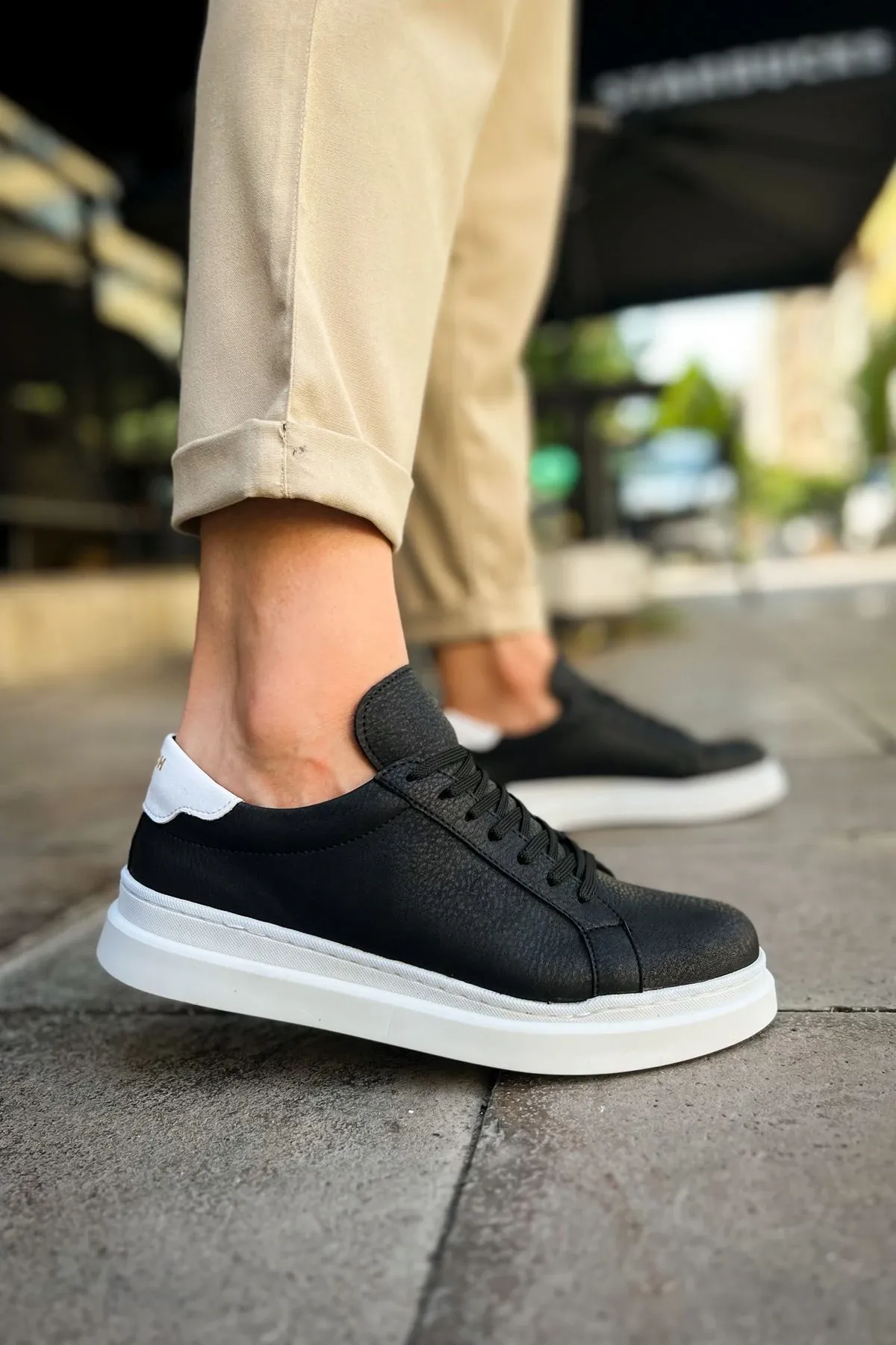 Ch979 - Santoni Gbt Spor Erkek Ayakkabı Sıyah/beyaz