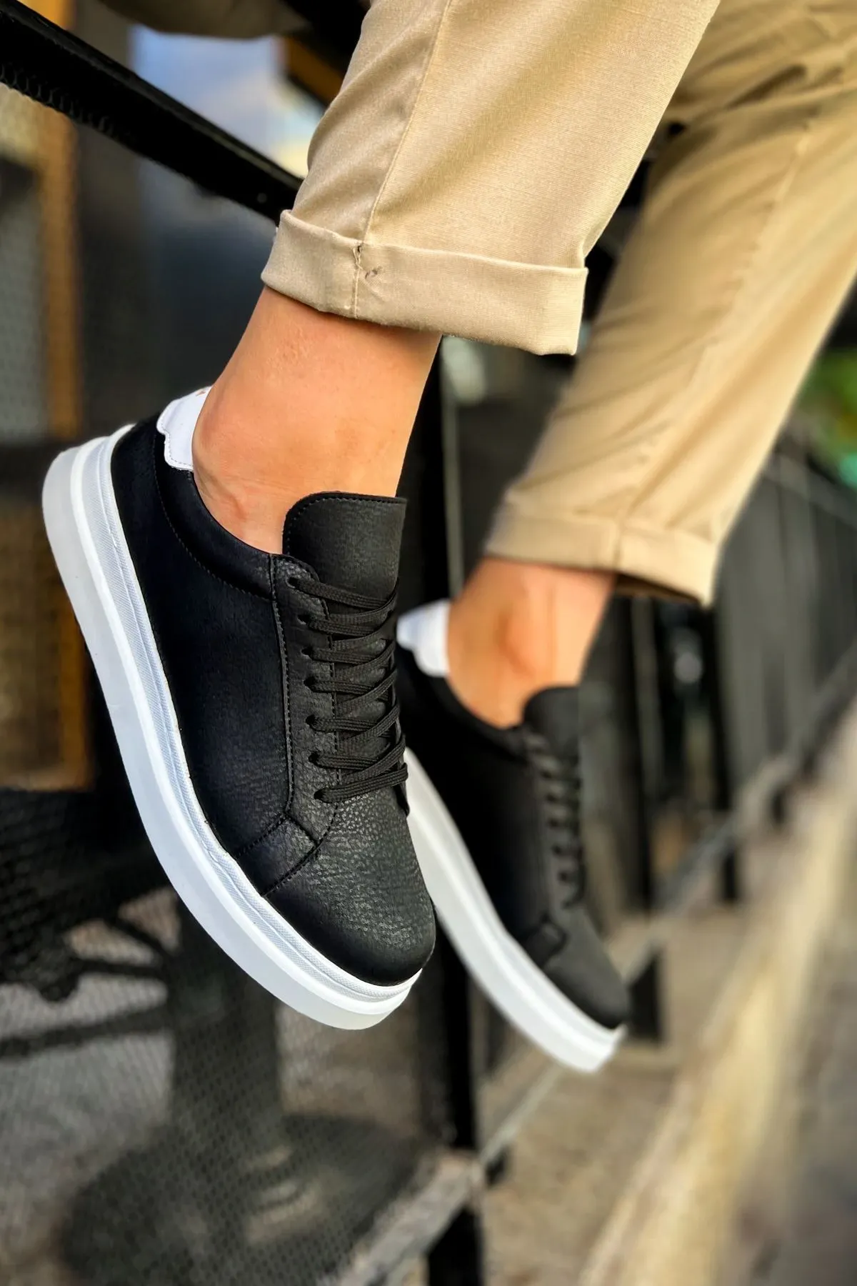 Ch979 - Santoni Gbt Spor Erkek Ayakkabı Sıyah/beyaz