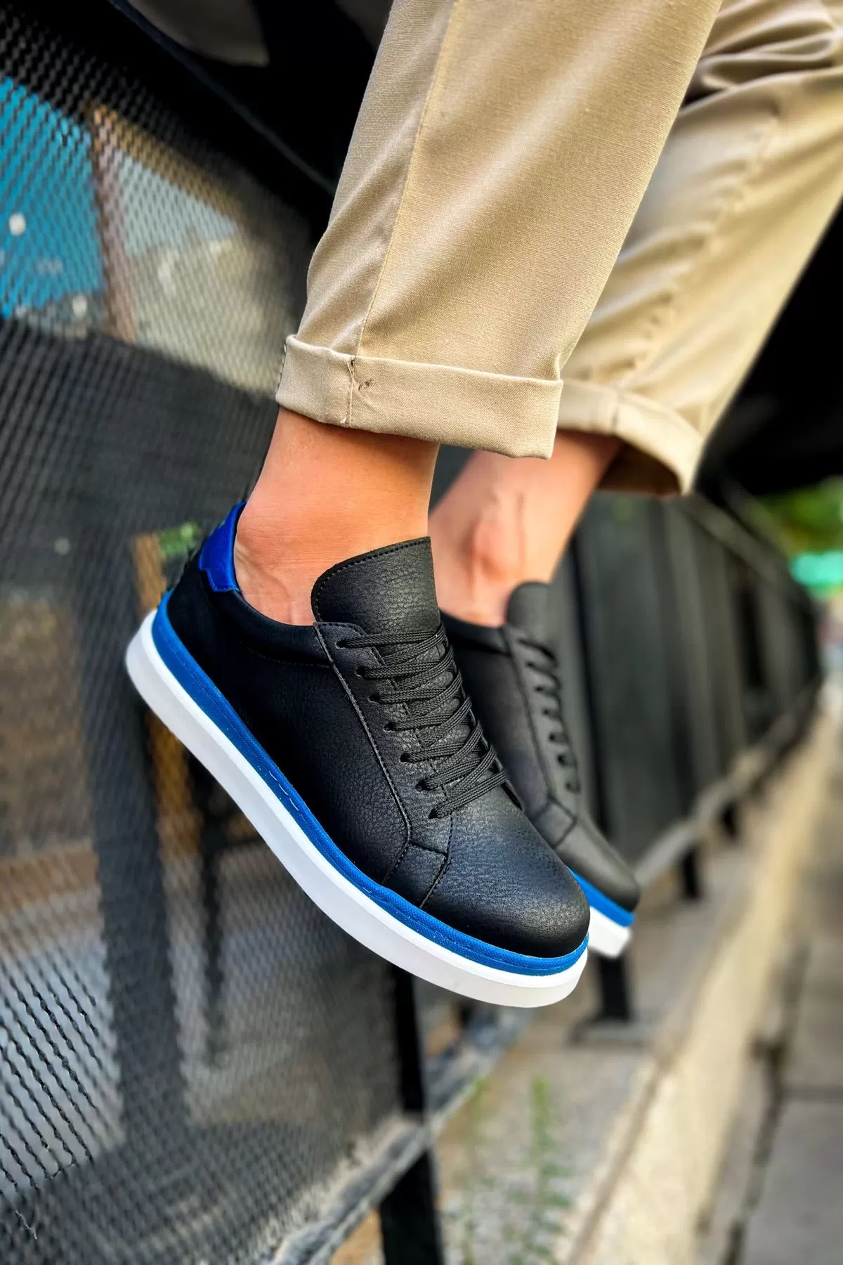 Ch979 Santoni Gbt Spor Erkek Ayakkabı Sıyah/mavı