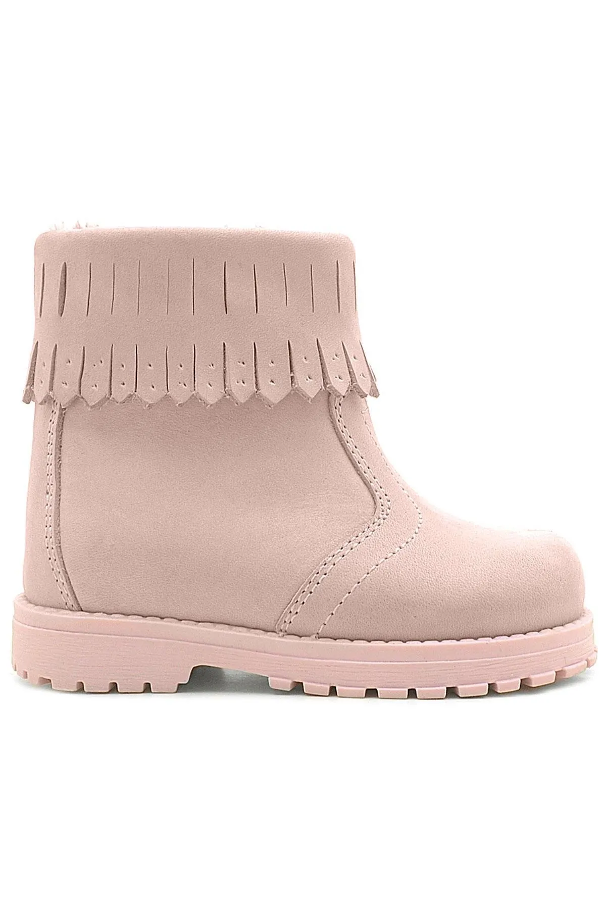 Chiron Hakiki Deri Pembe Fermuarlı Kız Çocuk Bot Çizme