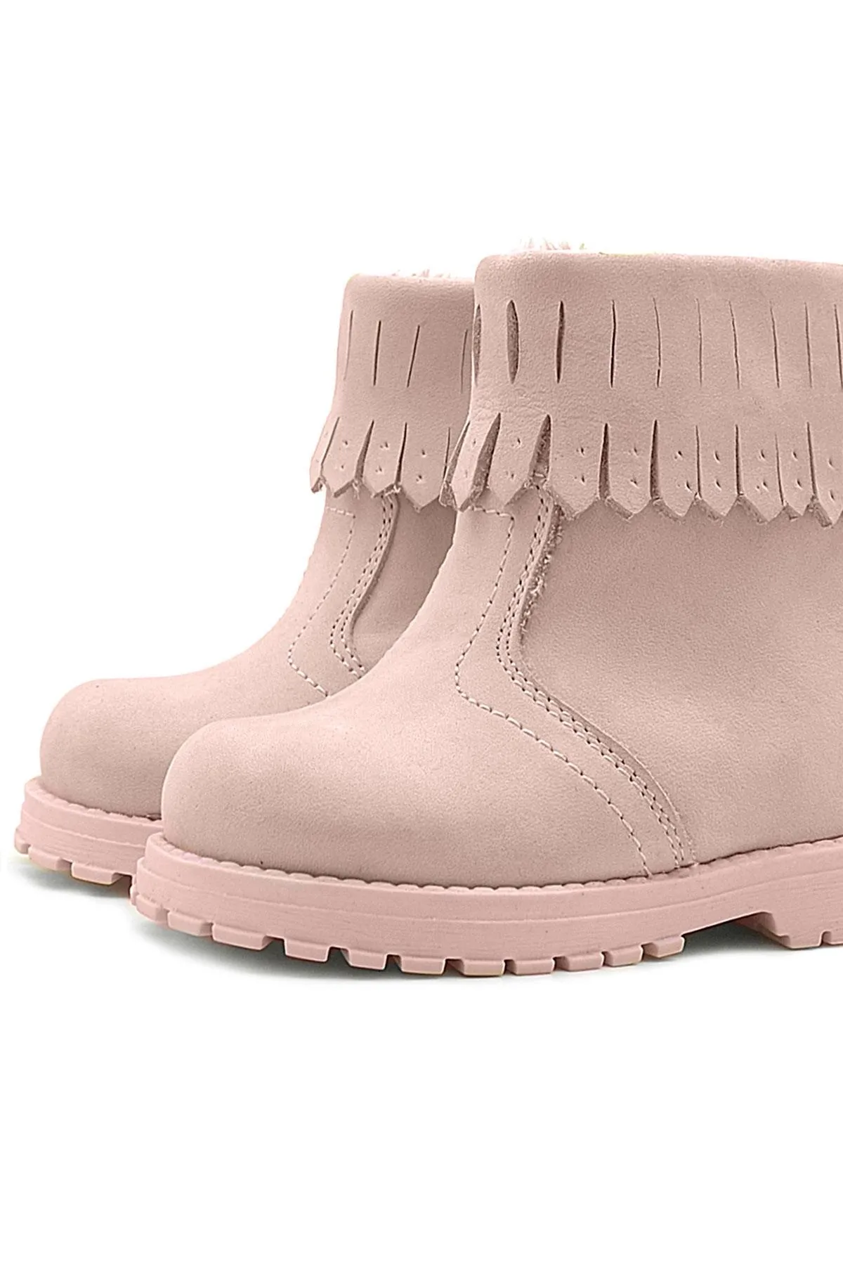 Chiron Hakiki Deri Pembe Fermuarlı Kız Çocuk Bot Çizme