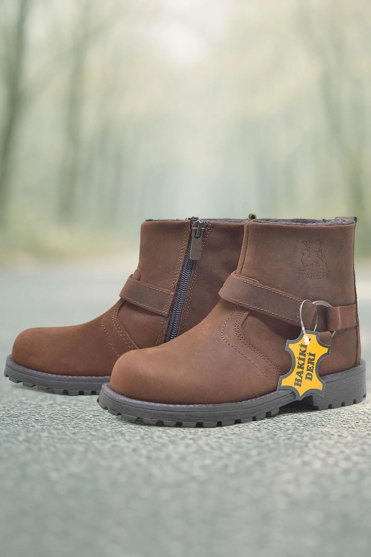 Chiron Hakiki Deri Tarçın Fermuarlı Kürklü Çizme