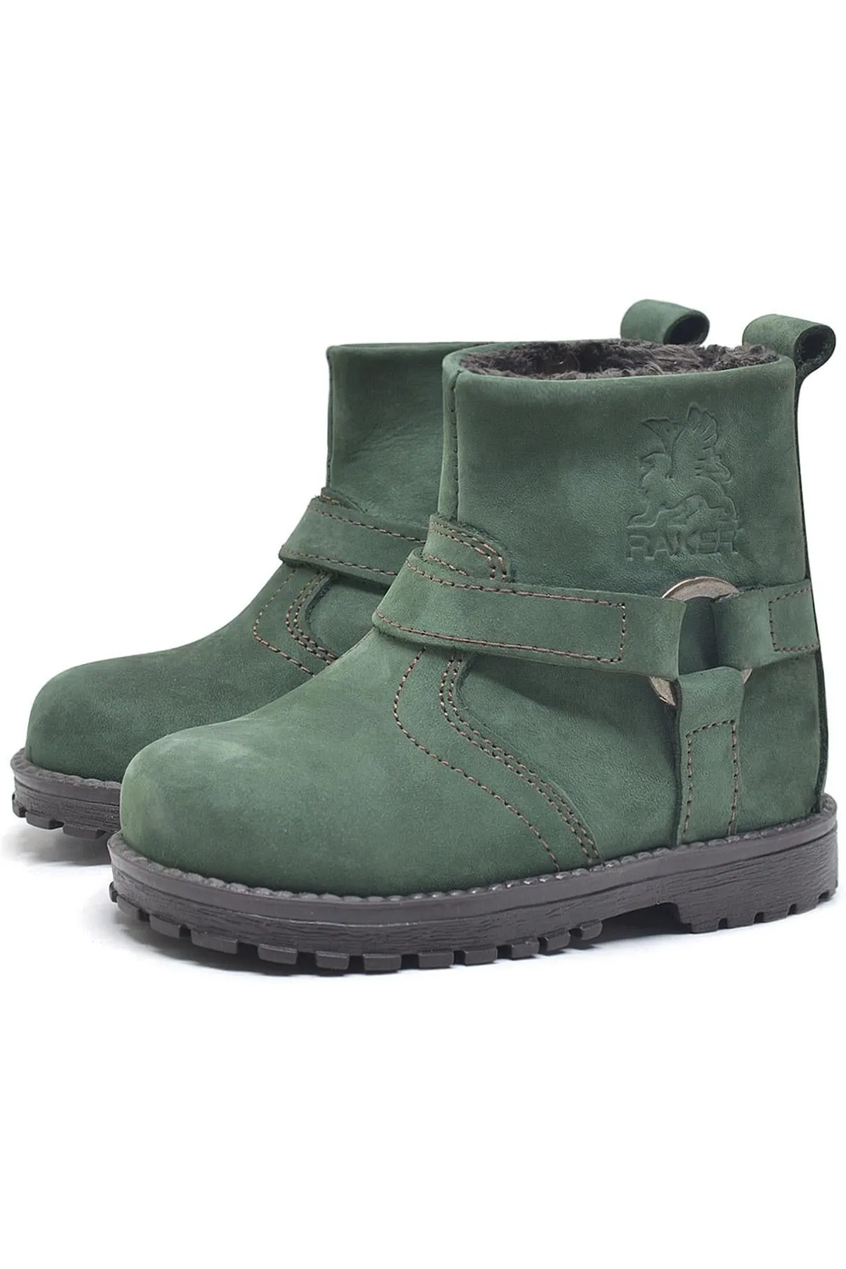 Chiron Hakiki Deri Yeşil Fermuarlı Unisex Bebek Bot