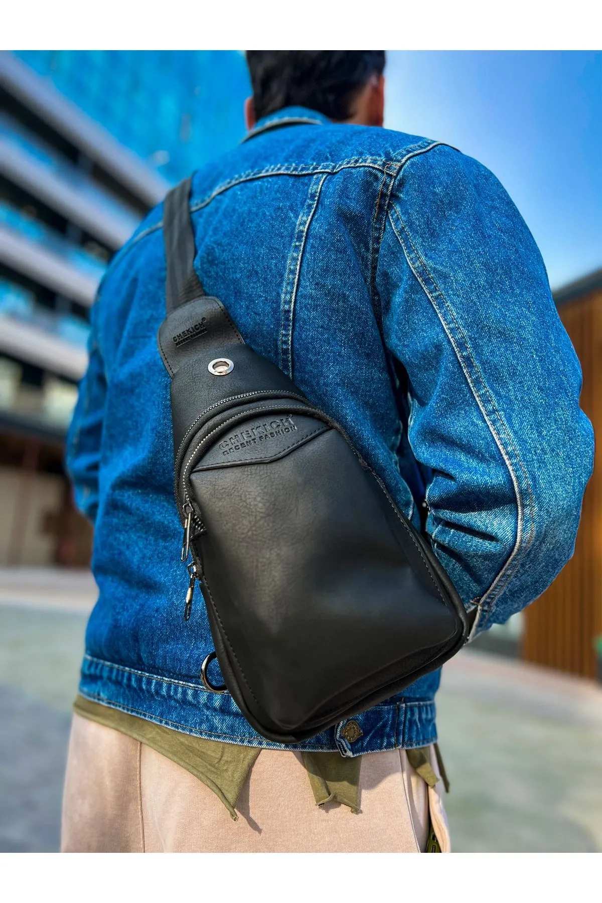 Cnt008 - Cilt Deri Erkek Omuz Çantası Sıyah