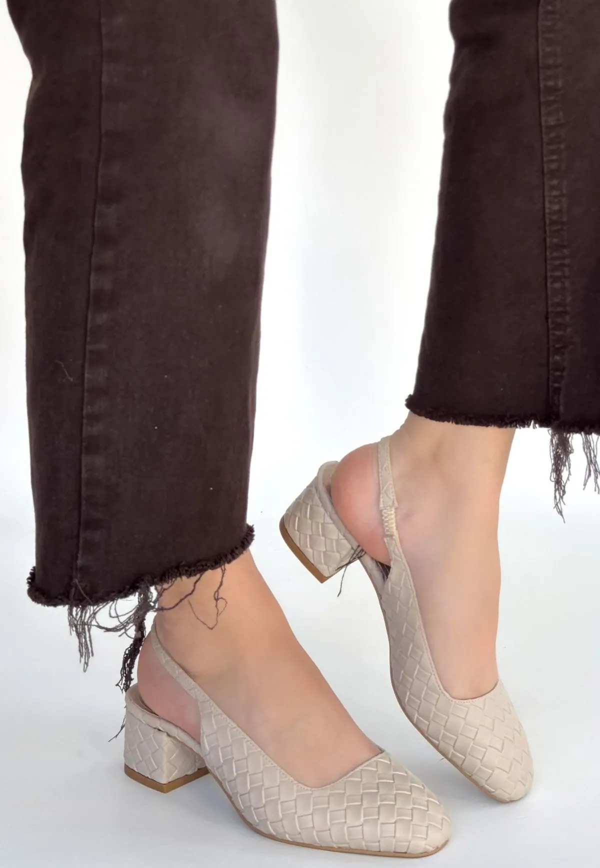 Dier Bej Cilt Topuklu Ayakkabı